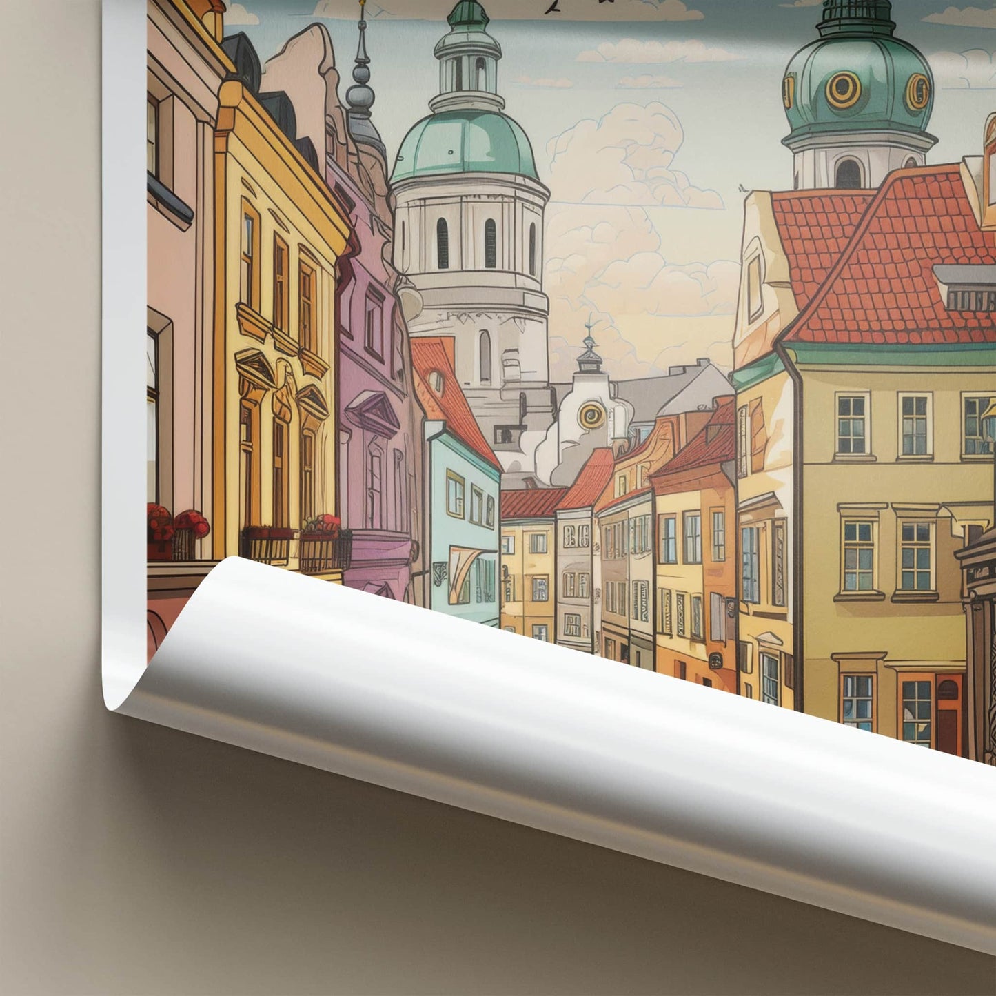 Lublin Poster - Poland Framed Print - Vibrant City Towers Framed Decor
