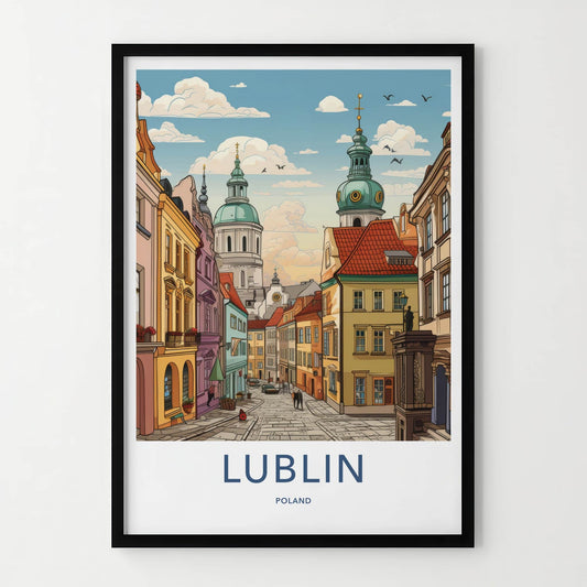 Lublin Poster - Poland Framed Print - Vibrant City Towers Framed Decor