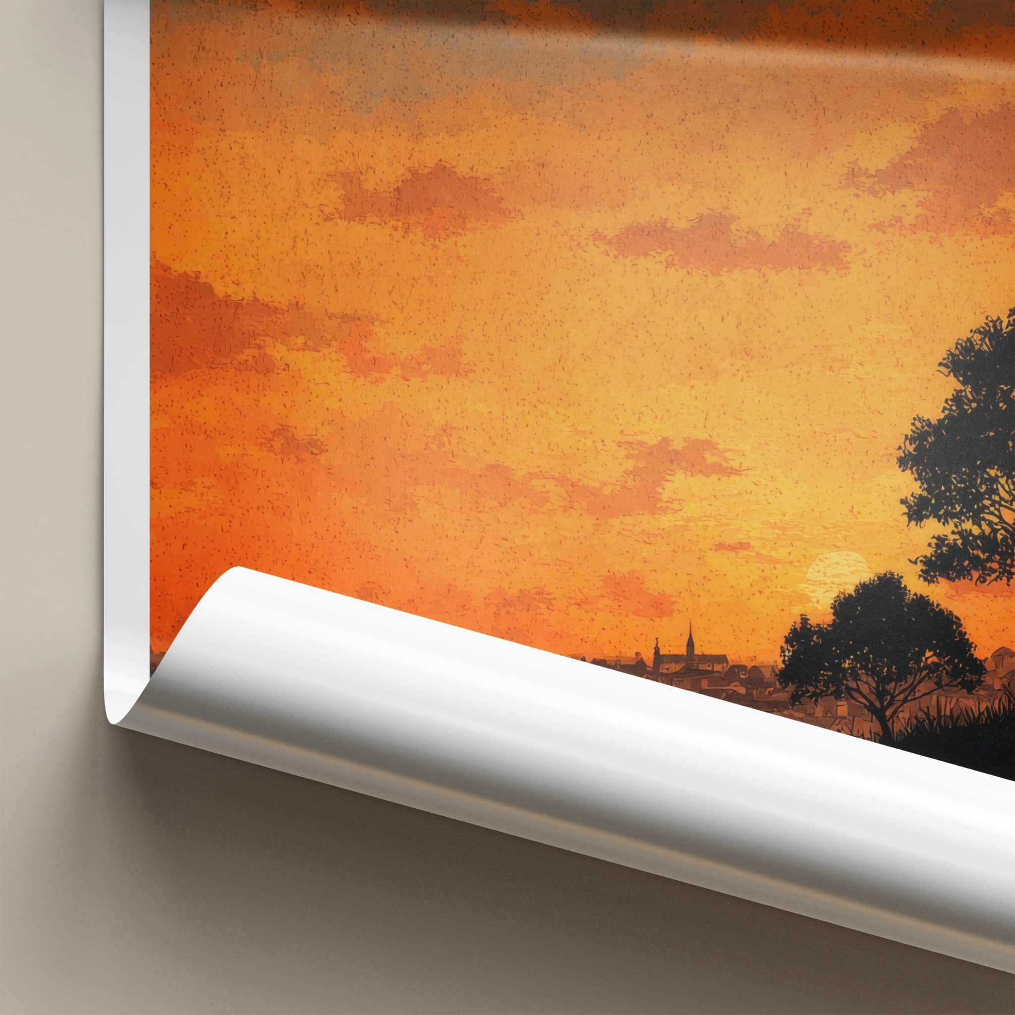 Lublin Poster - Poland Framed Print - Vibrant Sunset Skyline Lounge Decor