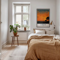 Lublin Poster - Poland Framed Print - Vibrant Sunset Skyline Lounge Decor