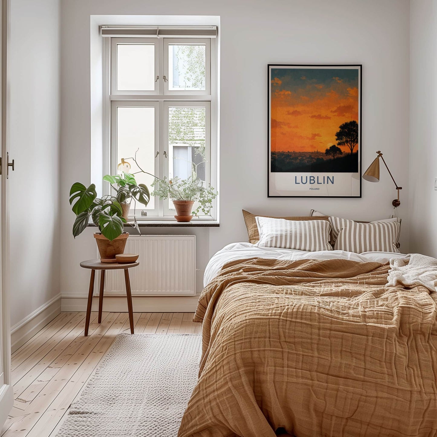 Lublin Poster - Poland Framed Print - Vibrant Sunset Skyline Lounge Decor