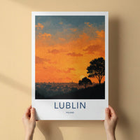 Lublin Poster - Poland Framed Print - Vibrant Sunset Skyline Lounge Decor
