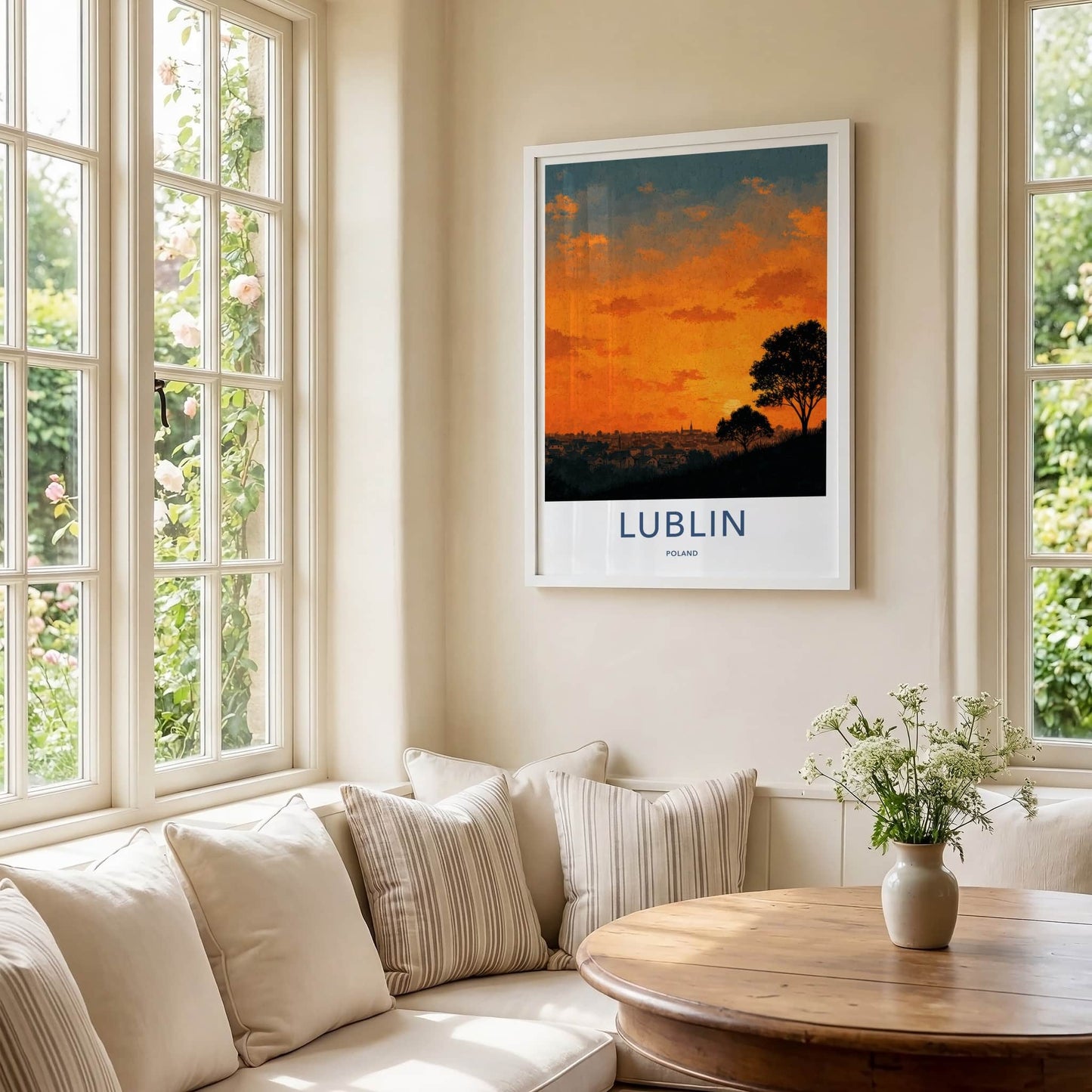 Lublin Poster - Poland Framed Print - Vibrant Sunset Skyline Lounge Decor