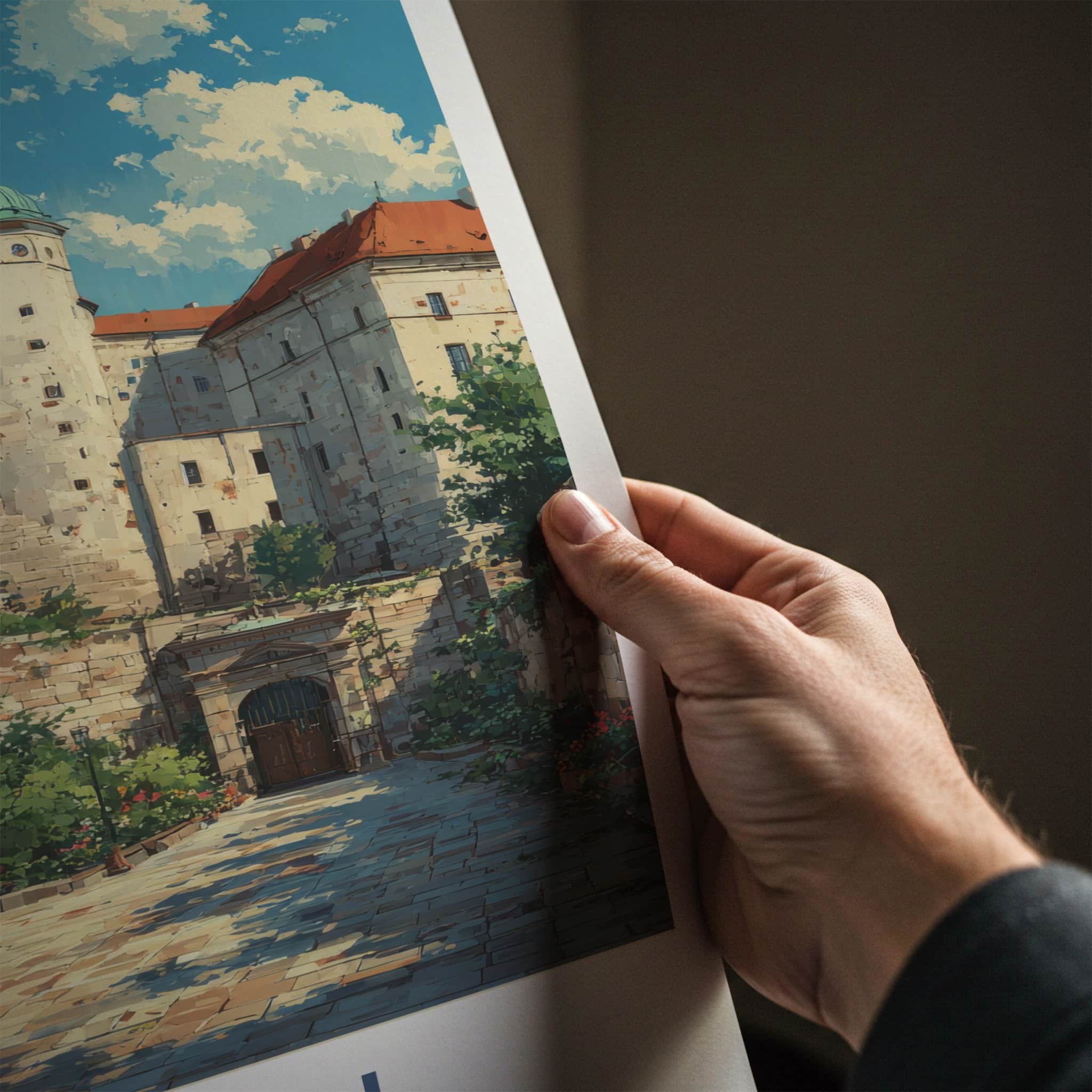 Lublin Poster - Poland Travel Art - Castle Tower Greens Framed Decor