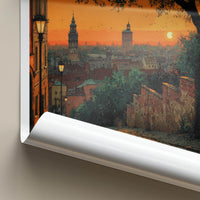 Lublin Poster - Poland Travel Art - Cobblestone Street Sunset Home Decor
