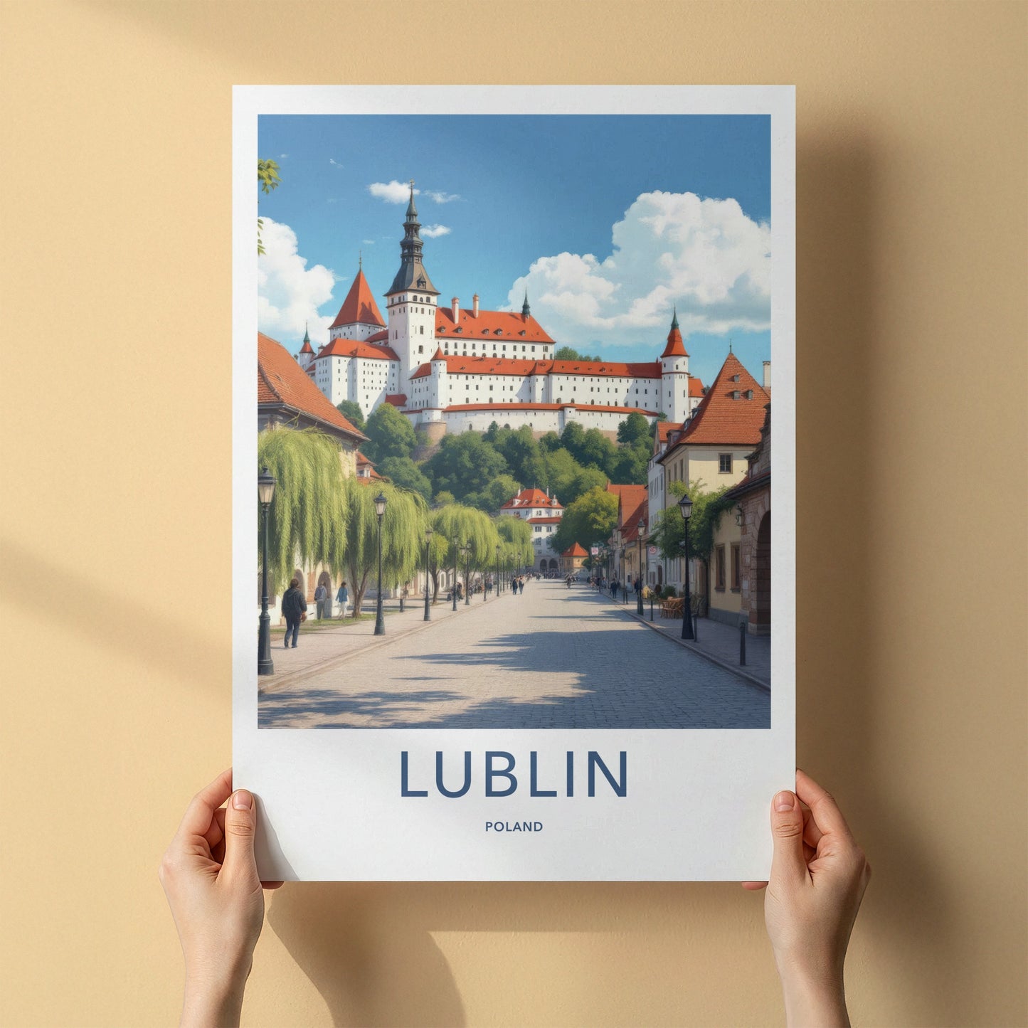 Lublin Poster - Poland Travel Art - Grand Castle Hillside Home Decor