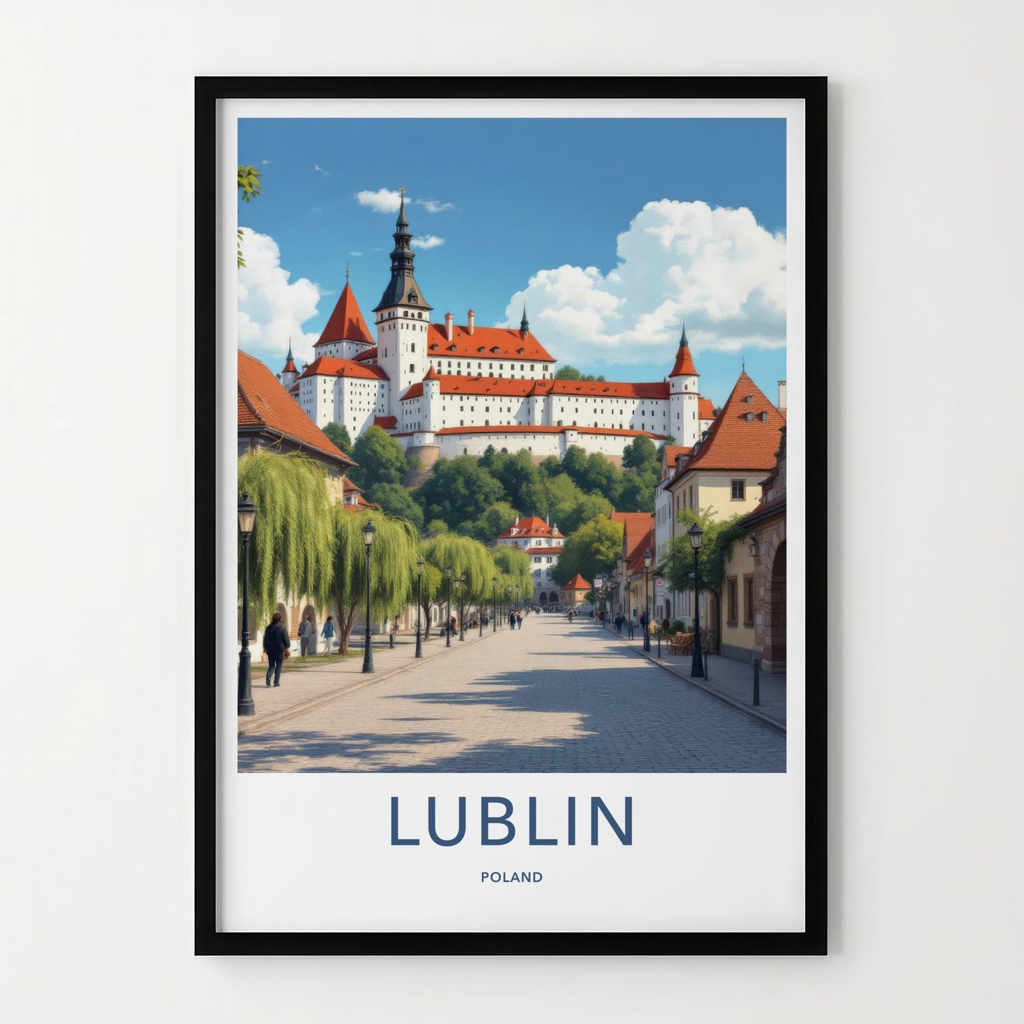 Lublin Poster - Poland Travel Art - Grand Castle Hillside Home Decor