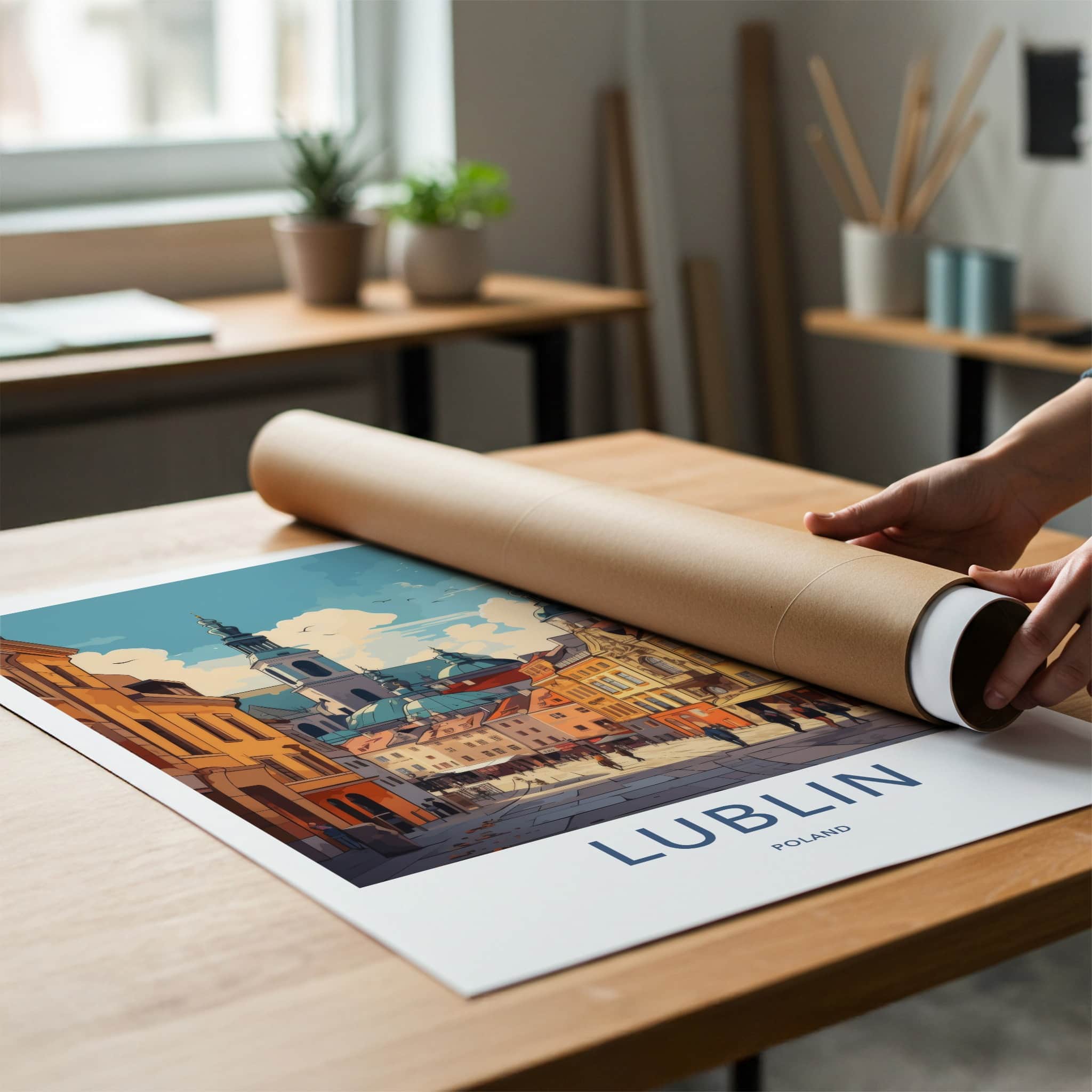 Lublin Poster - Poland Travel Art - Historic City Street Home Decor