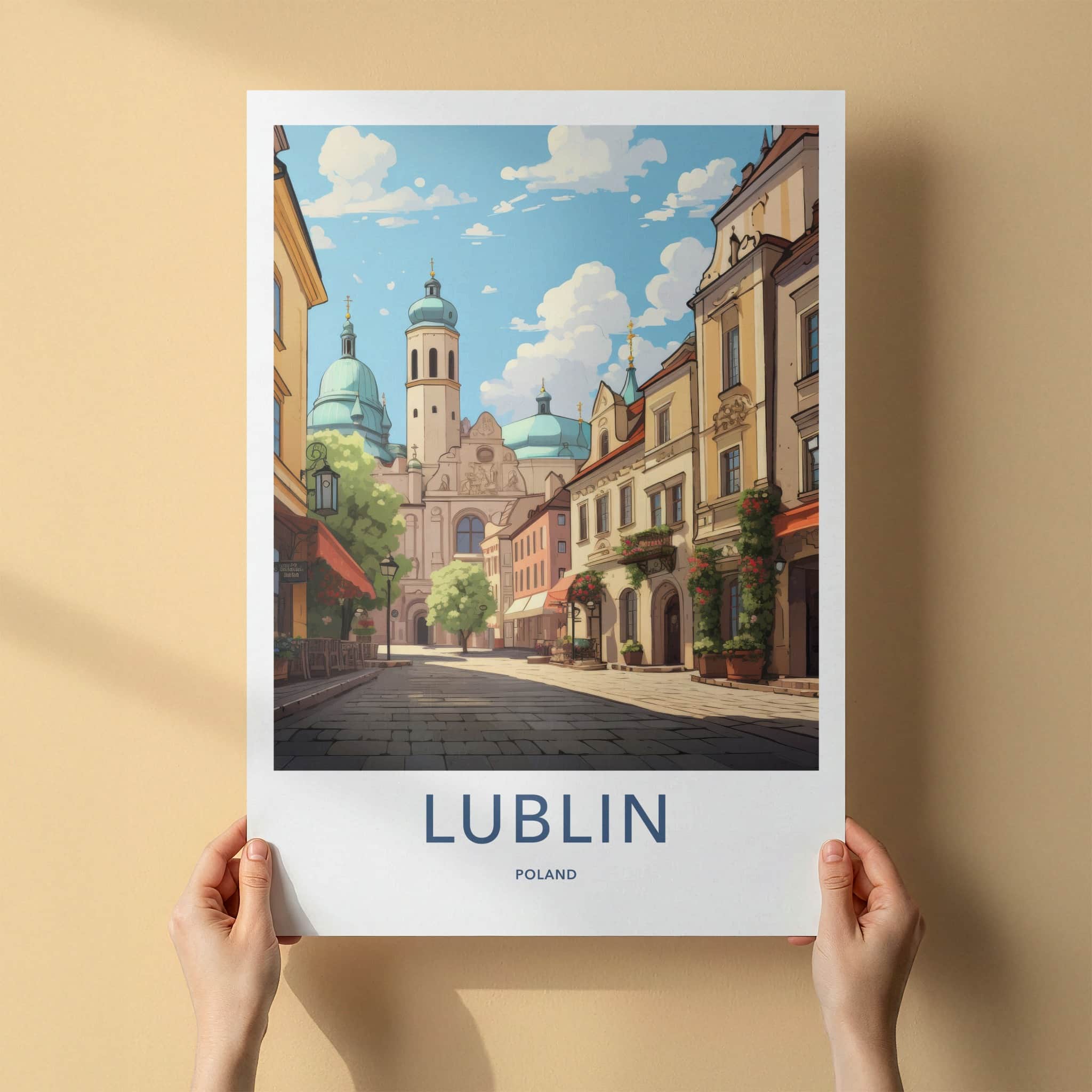 Lublin Poster - Poland Travel Art - Historic City Street Home Decor