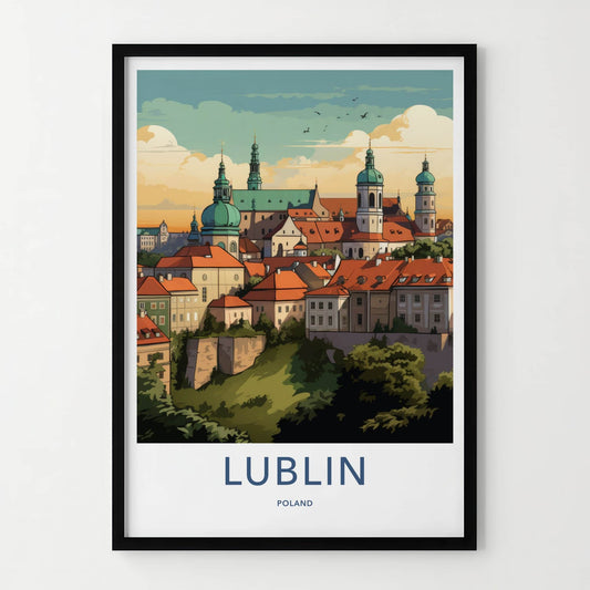 Lublin Poster - Poland Travel Art - Historic Cityscape Green Home Decor