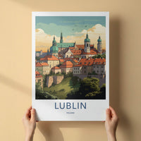 Lublin Poster - Poland Travel Art - Historic Cityscape Green Home Decor