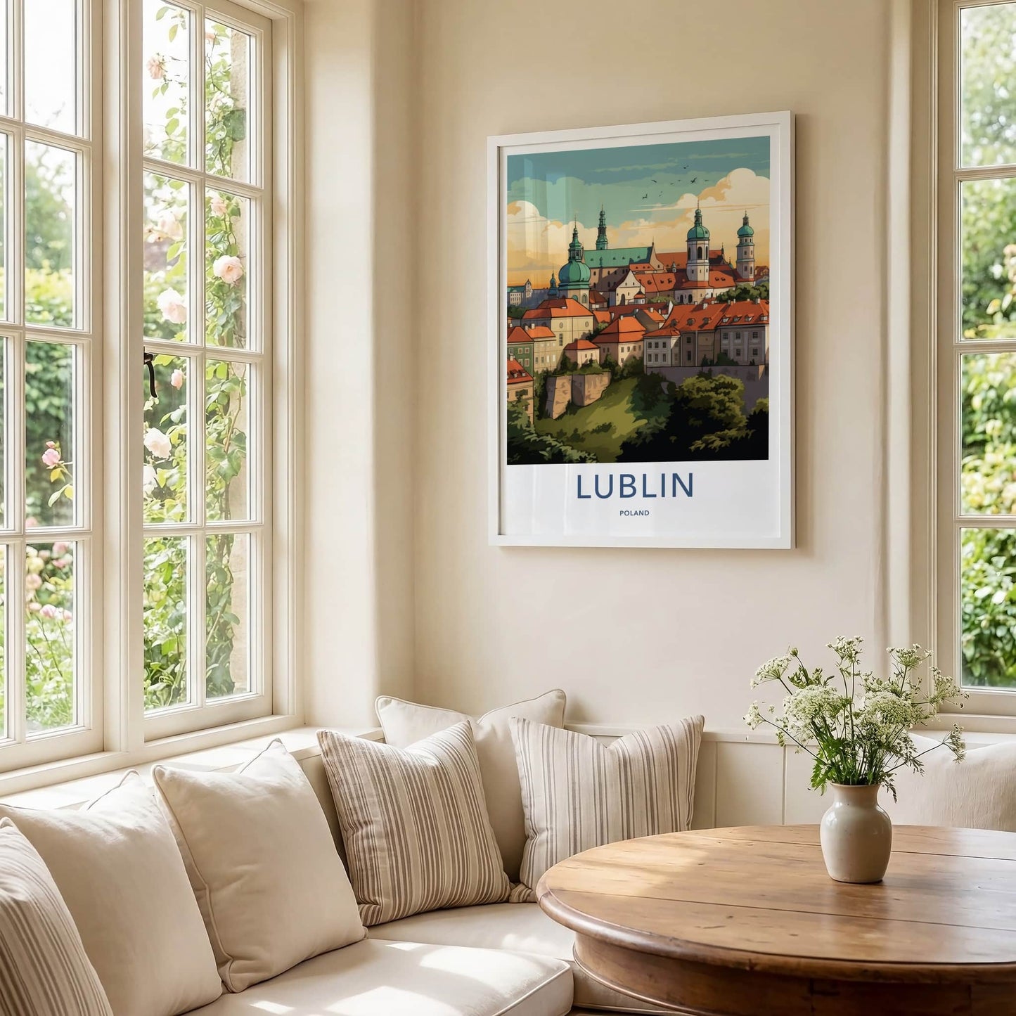 Lublin Poster - Poland Travel Art - Historic Cityscape Green Home Decor
