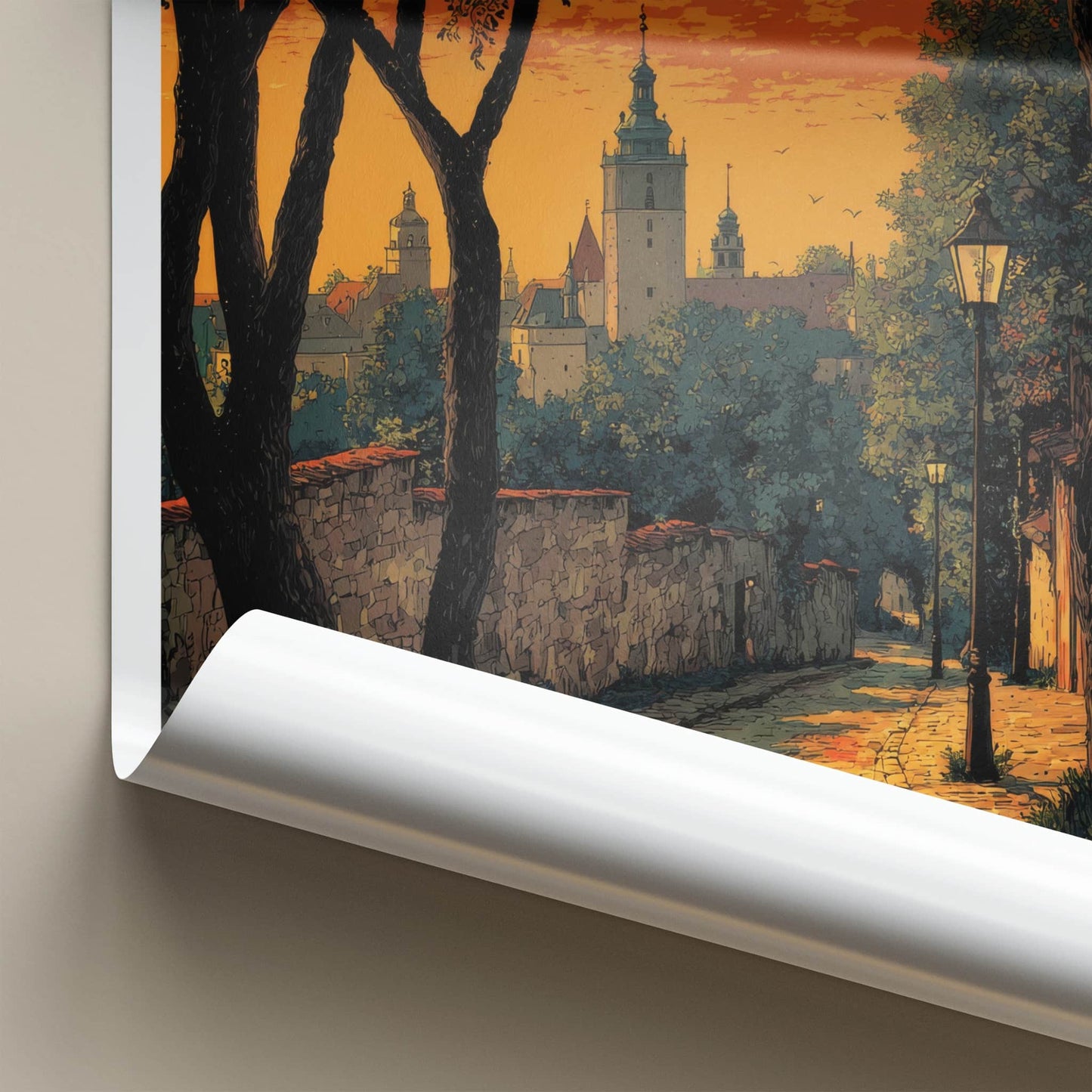 Lublin Poster - Poland Travel Art - Historic Street Lights Home Decor