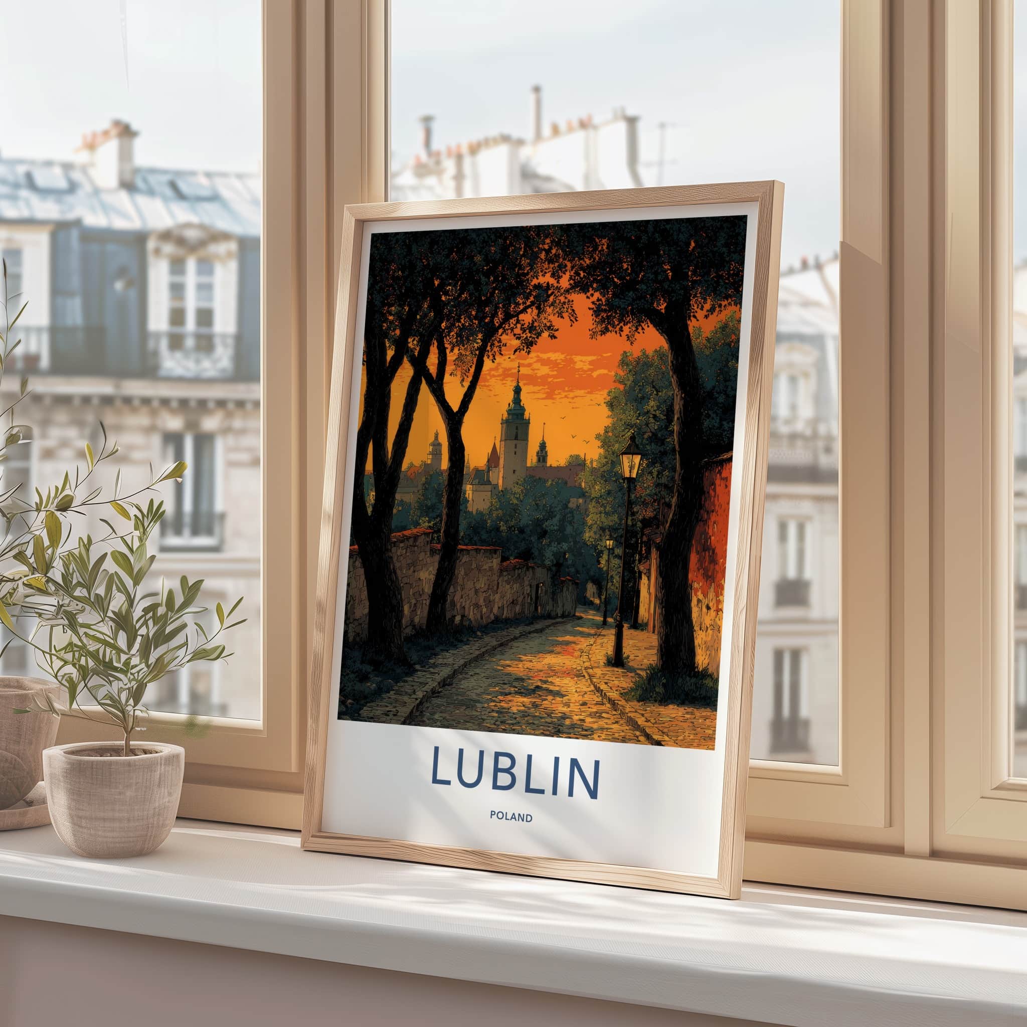 Lublin Poster - Poland Travel Art - Historic Street Lights Home Decor