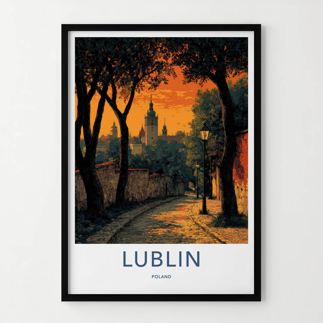 Lublin Poster - Poland Travel Art - Historic Street Lights Home Decor