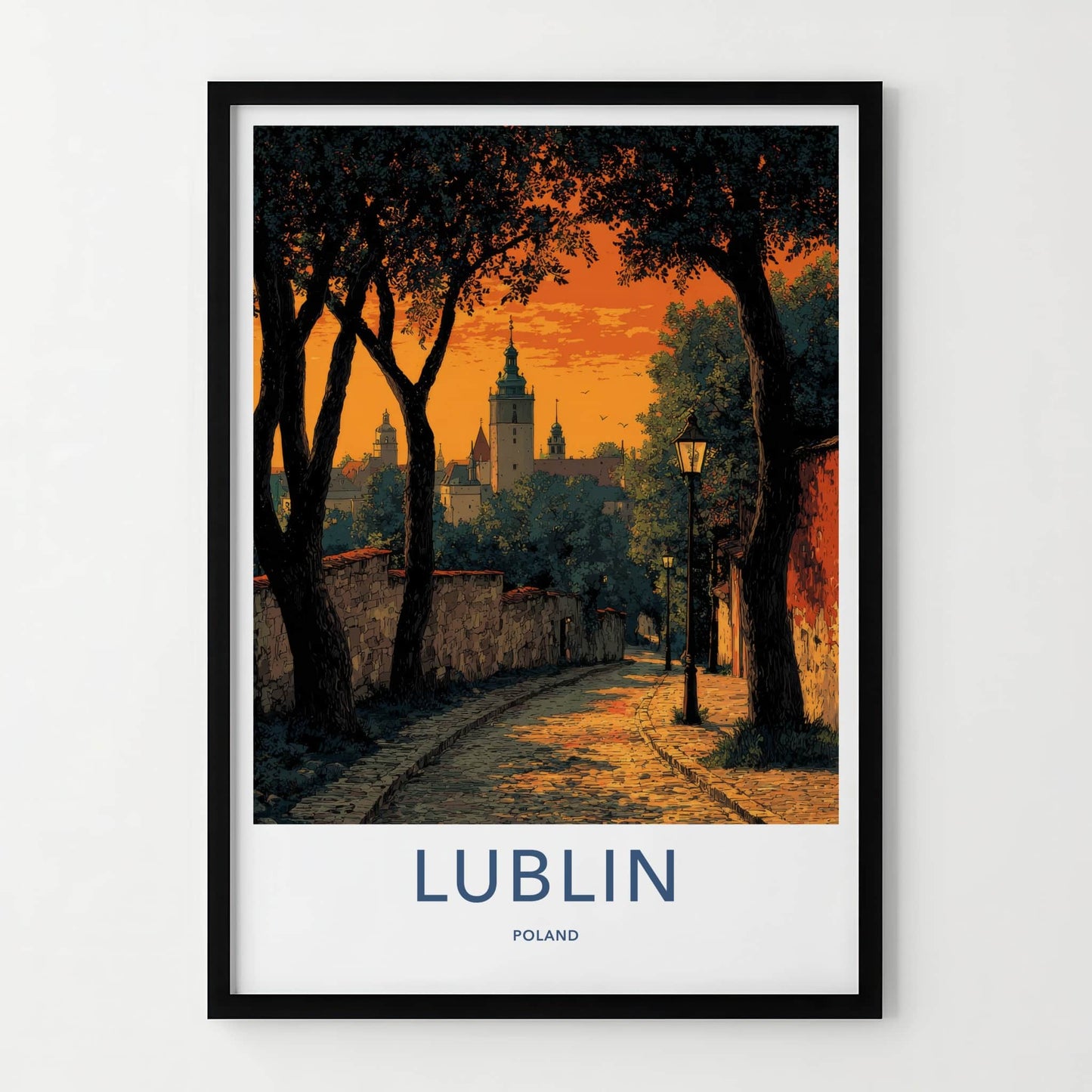 Lublin Poster - Poland Travel Art - Historic Street Lights Home Decor
