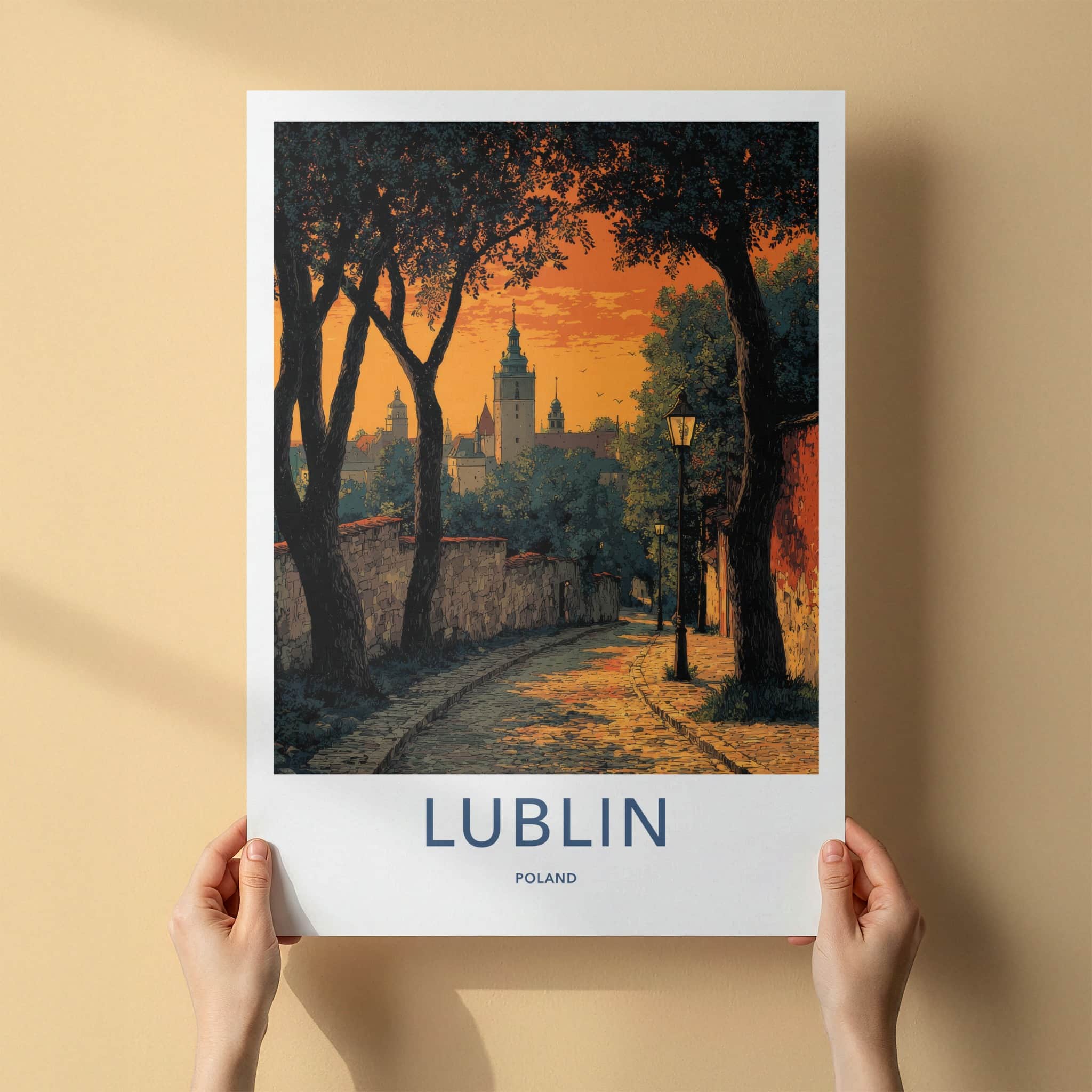 Lublin Poster - Poland Travel Art - Historic Street Lights Home Decor