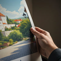 Lublin Poster - Poland Travel Art - White Castle Red Roofs Home Decor