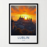 Lublin Poster - Poland Travel Print - Historic Hilltop Castle Wall Decor