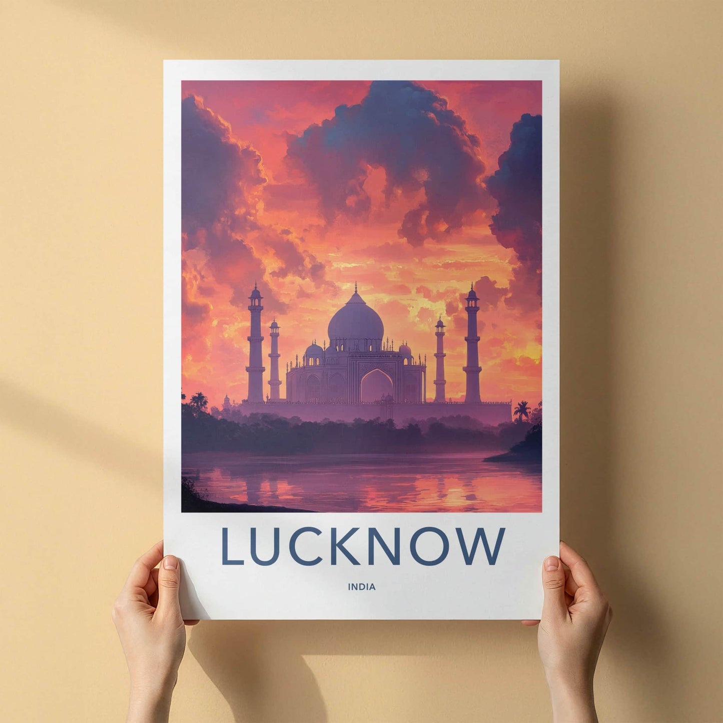 Lucknow Poster - India Travel Art - Uttar Pradesh Vibrant Sunset Reflections Home Decor