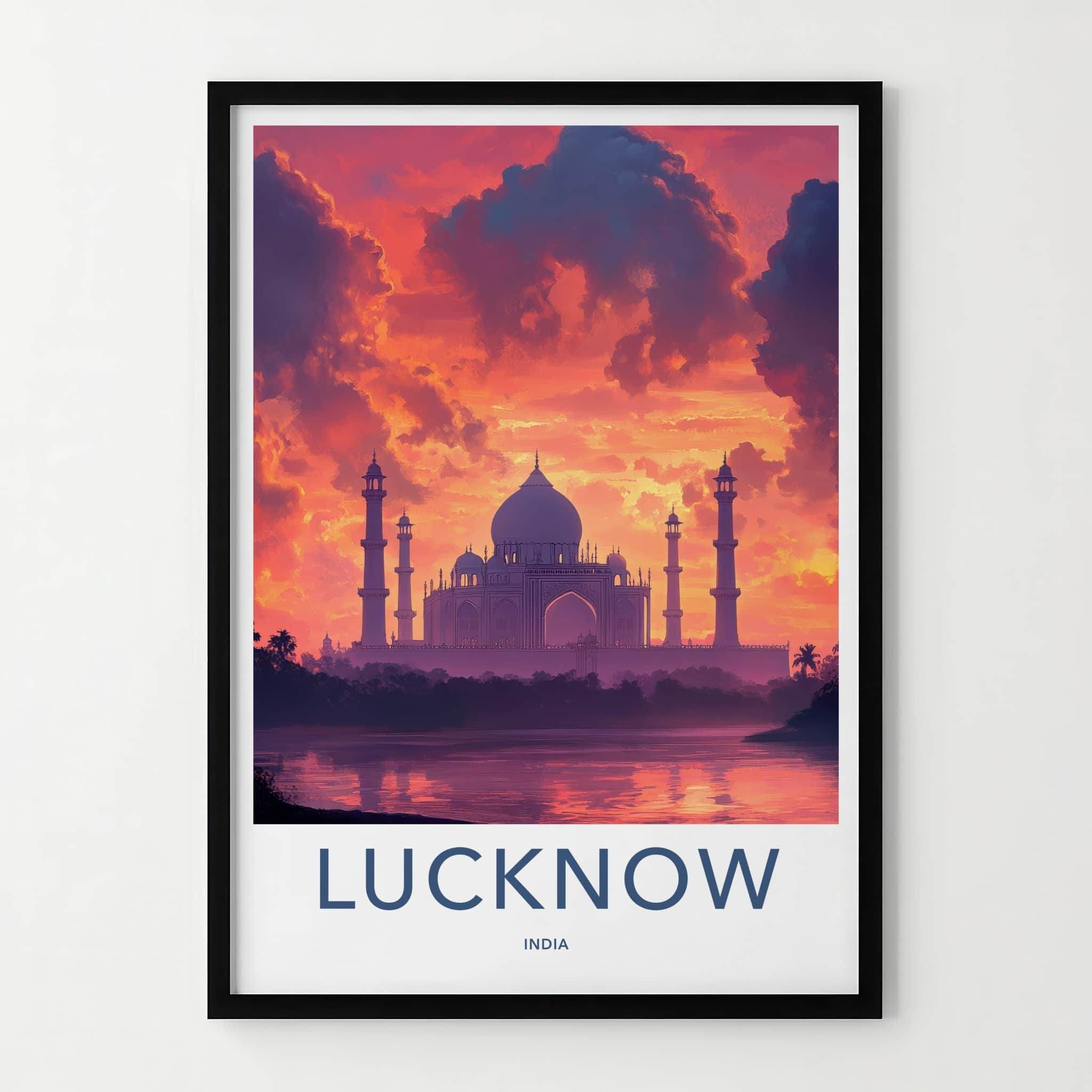 Lucknow Poster - India Travel Art - Uttar Pradesh Vibrant Sunset Reflections Home Decor