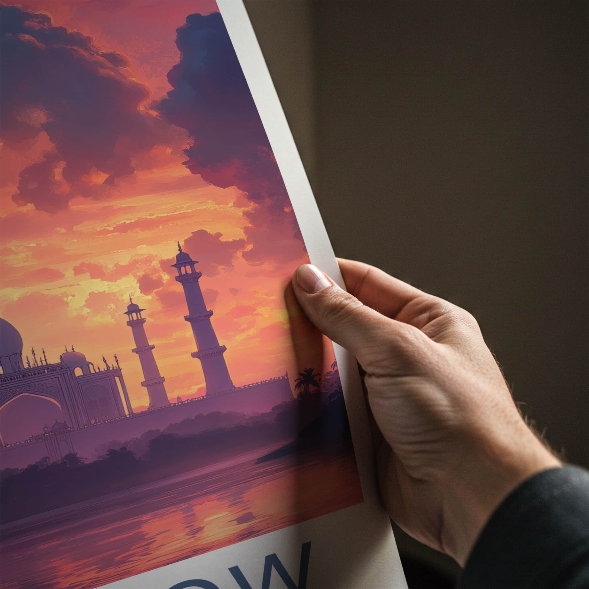 Lucknow Poster - India Travel Art - Uttar Pradesh Vibrant Sunset Reflections Home Decor