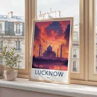 Lucknow Poster - India Travel Art - Uttar Pradesh Vibrant Sunset Reflections Home Decor