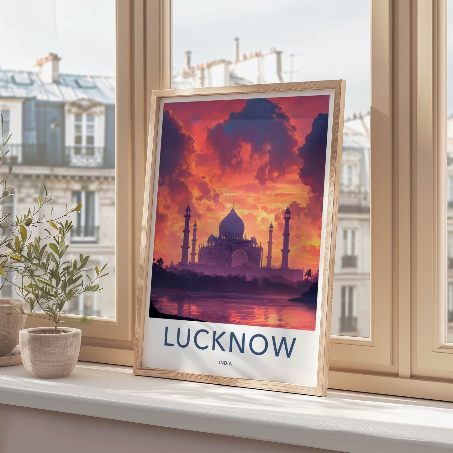 Lucknow Poster - India Travel Art - Uttar Pradesh Vibrant Sunset Reflections Home Decor