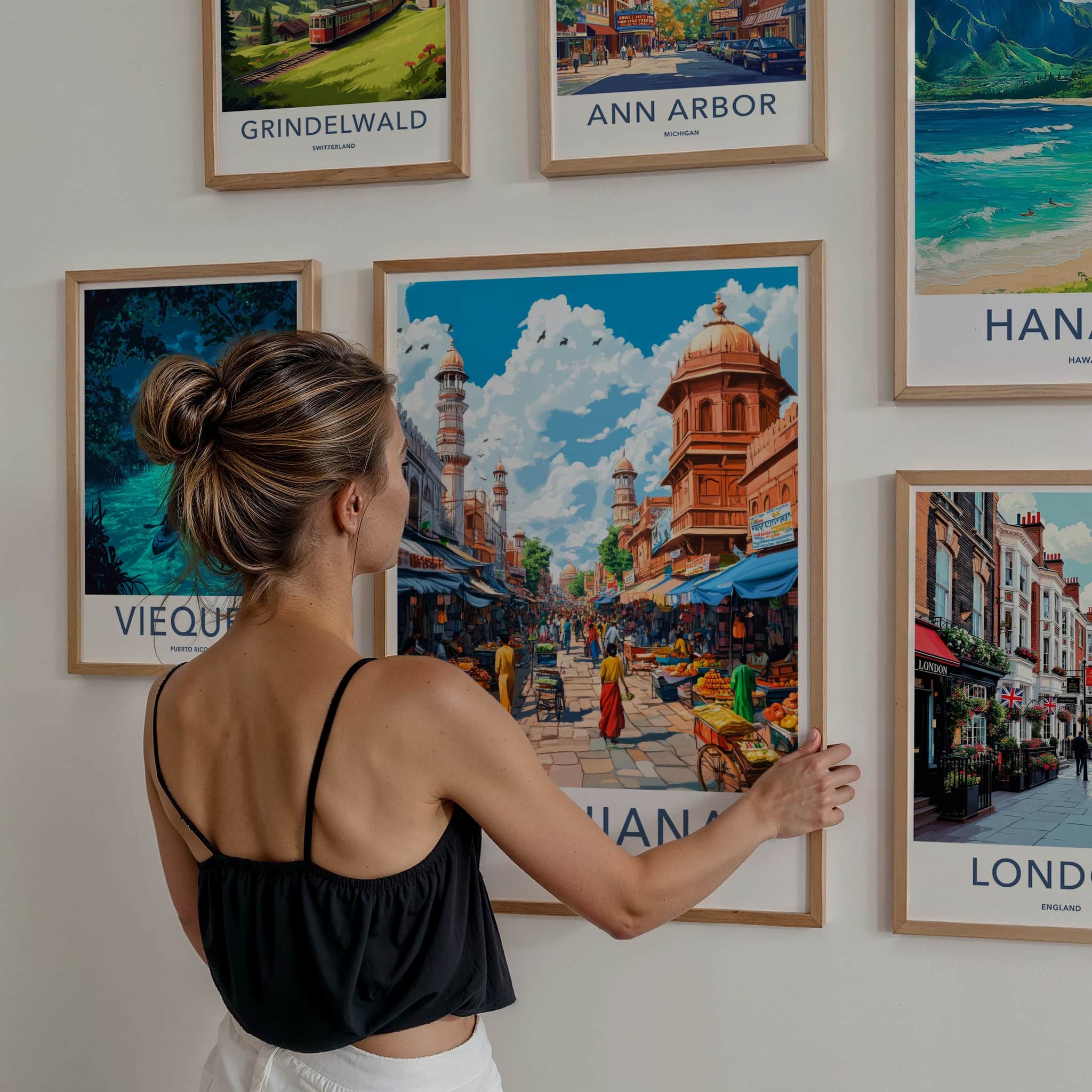 Ludhiana Poster - India Travel Art - Punjab Busy Market Street Home Decor