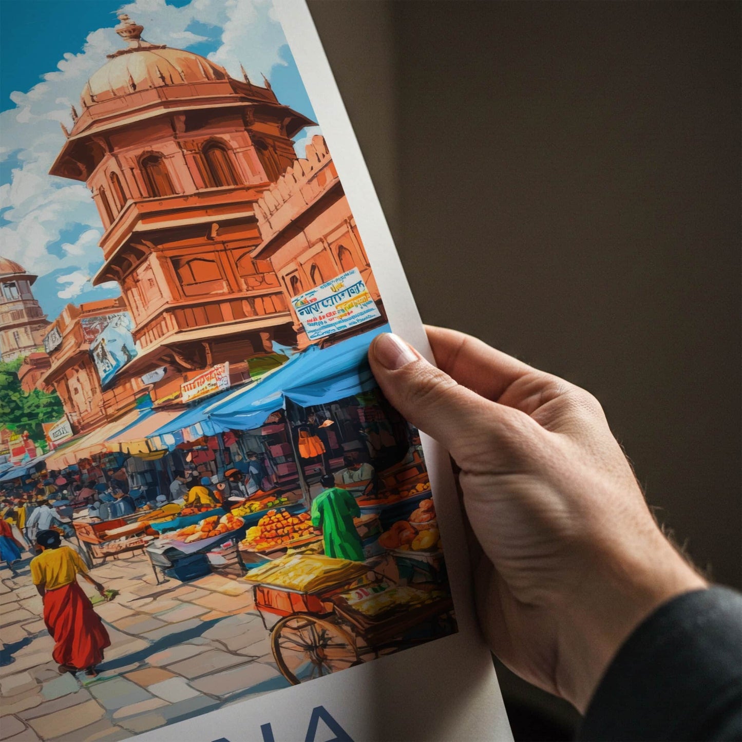 Ludhiana Poster - India Travel Art - Punjab Busy Market Street Home Decor