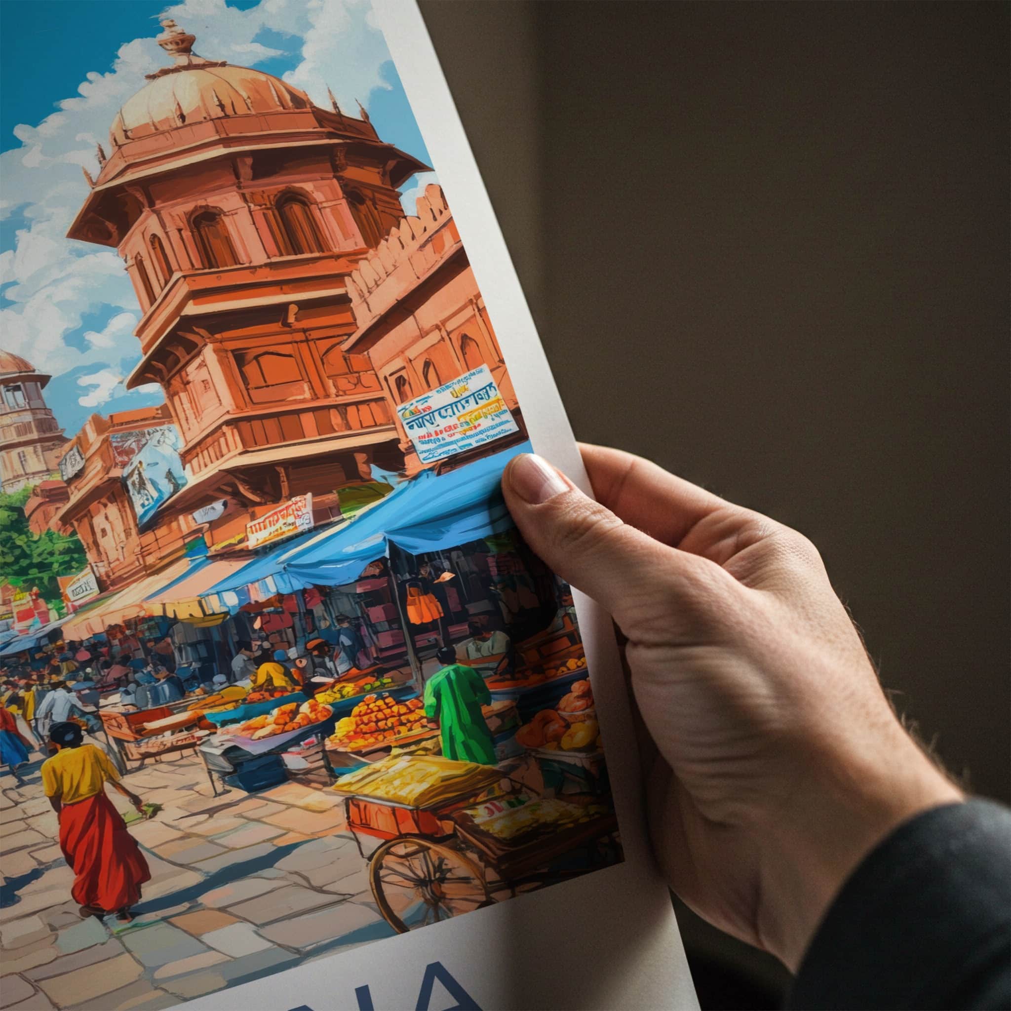 Ludhiana Poster - India Travel Art - Punjab Busy Market Street Home Decor
