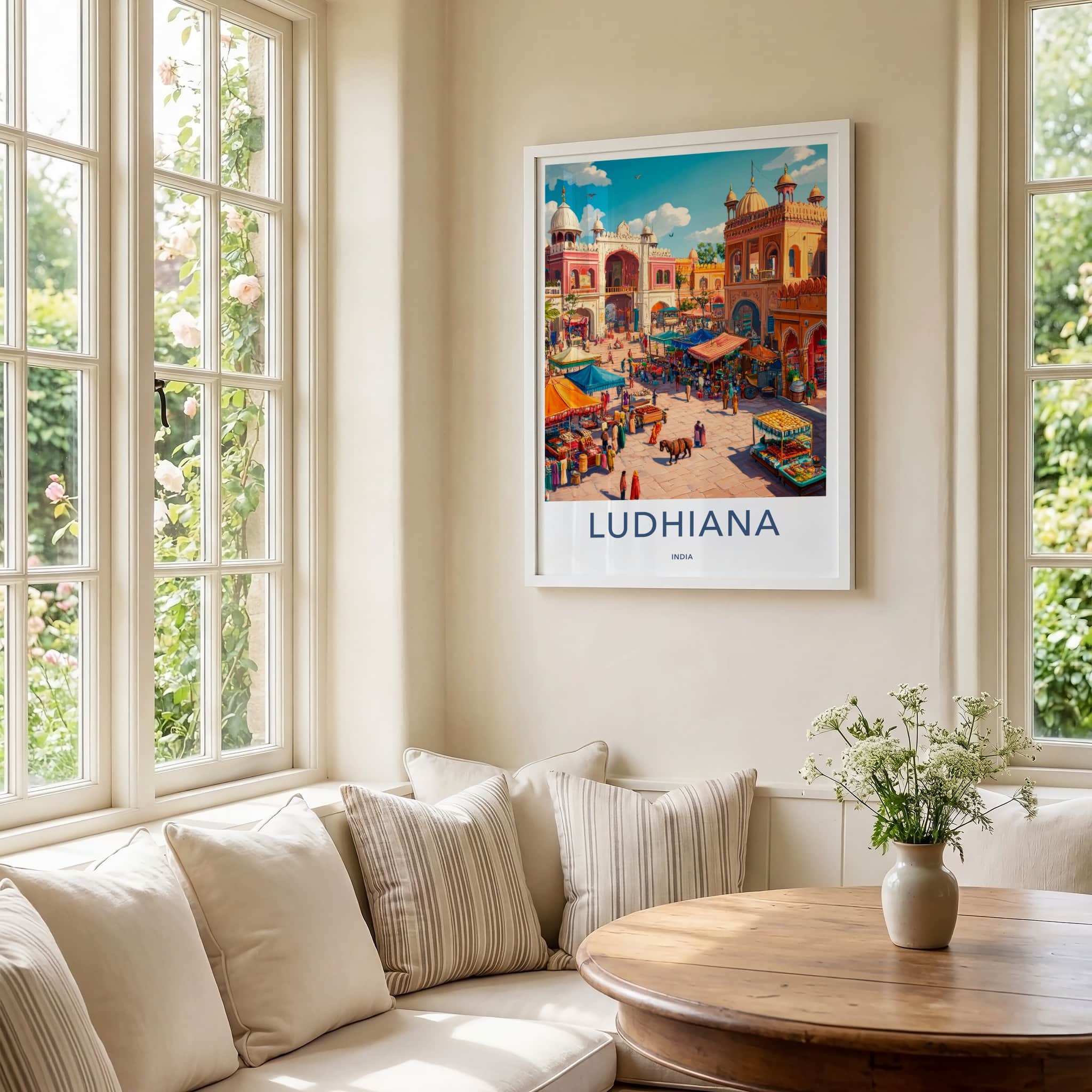 Ludhiana Poster - India Travel Art - Punjab Market Scene Home Decor