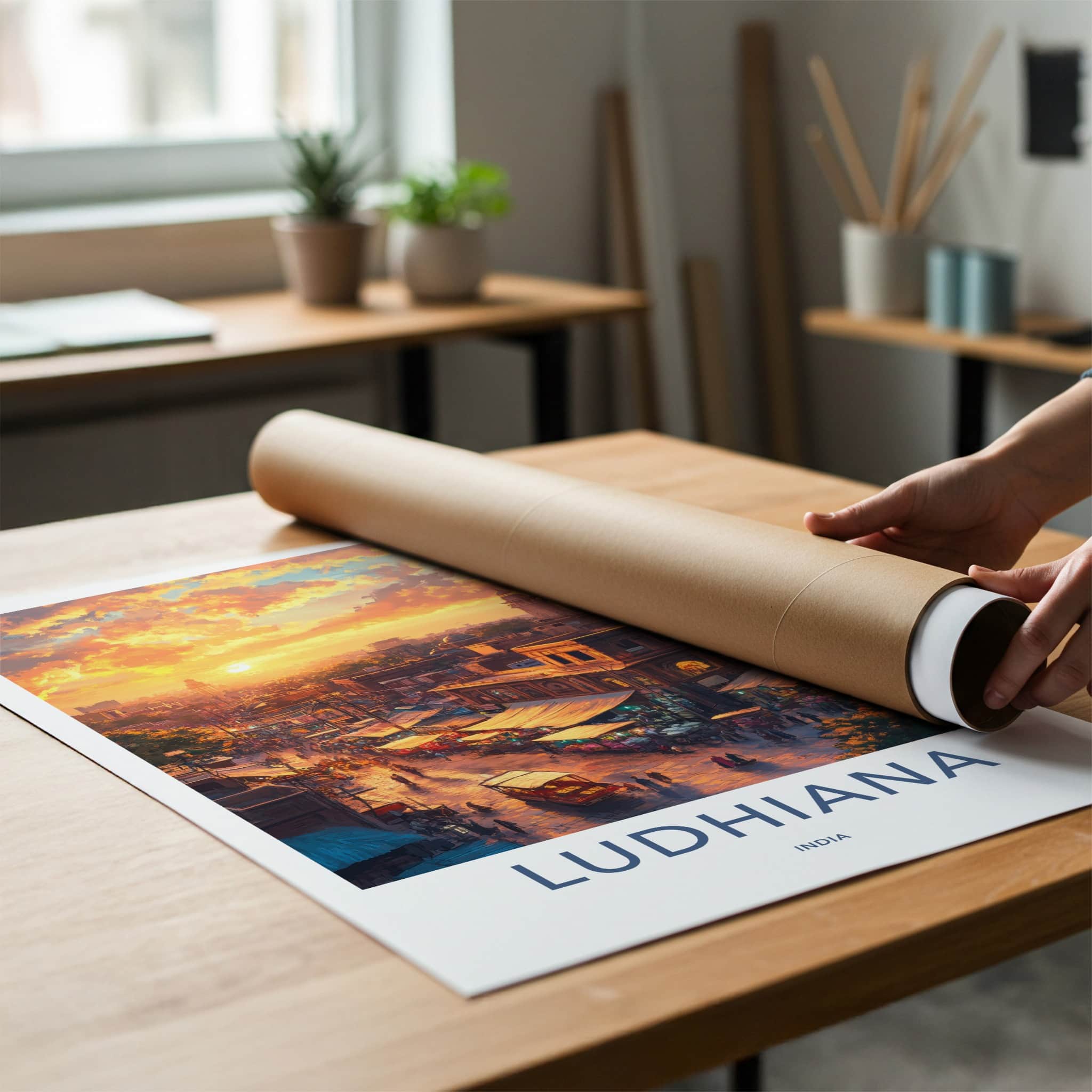 Ludhiana Poster - India Travel Art - Punjab Vibrant Street Market Home Decor