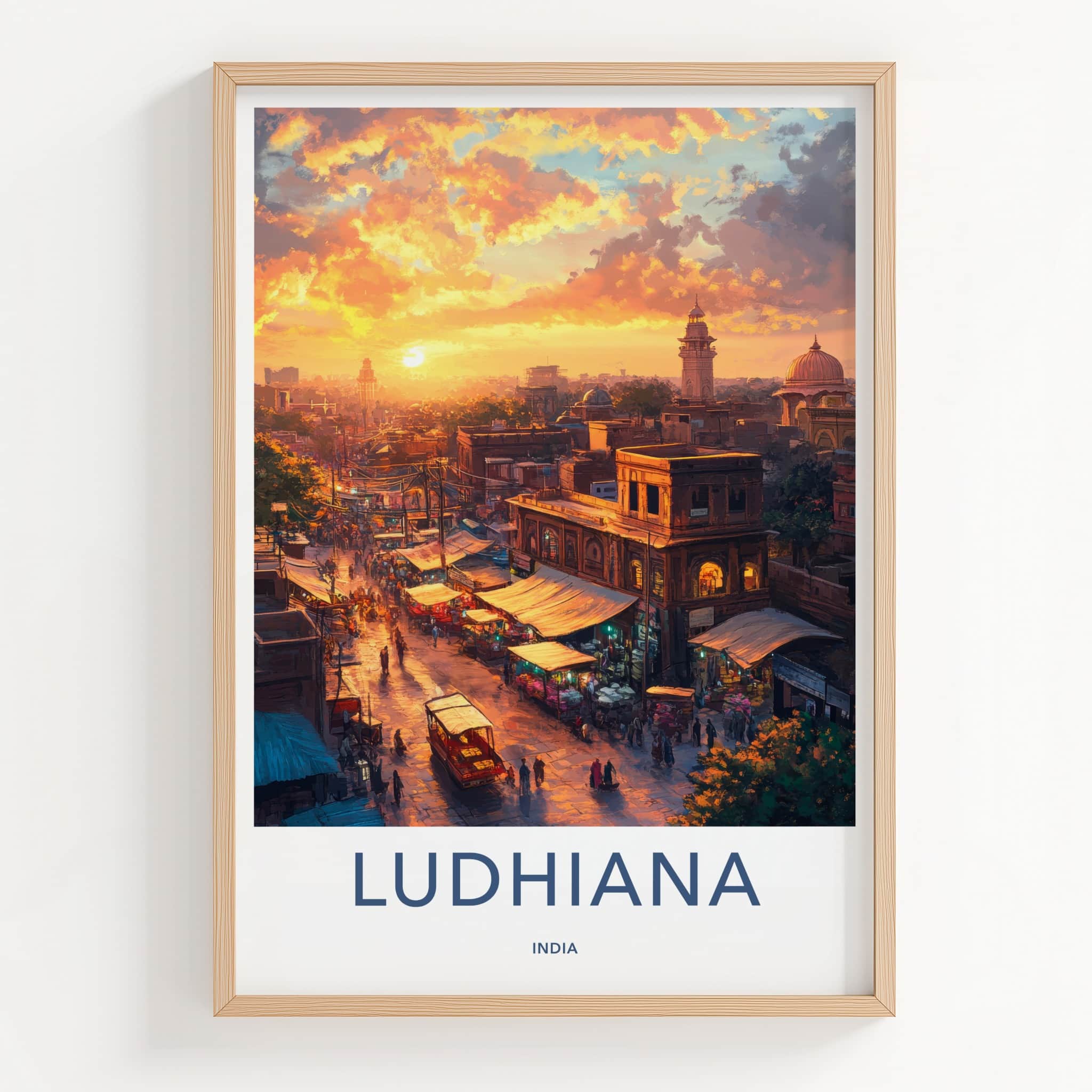 Ludhiana Poster - India Travel Art - Punjab Vibrant Street Market Home Decor