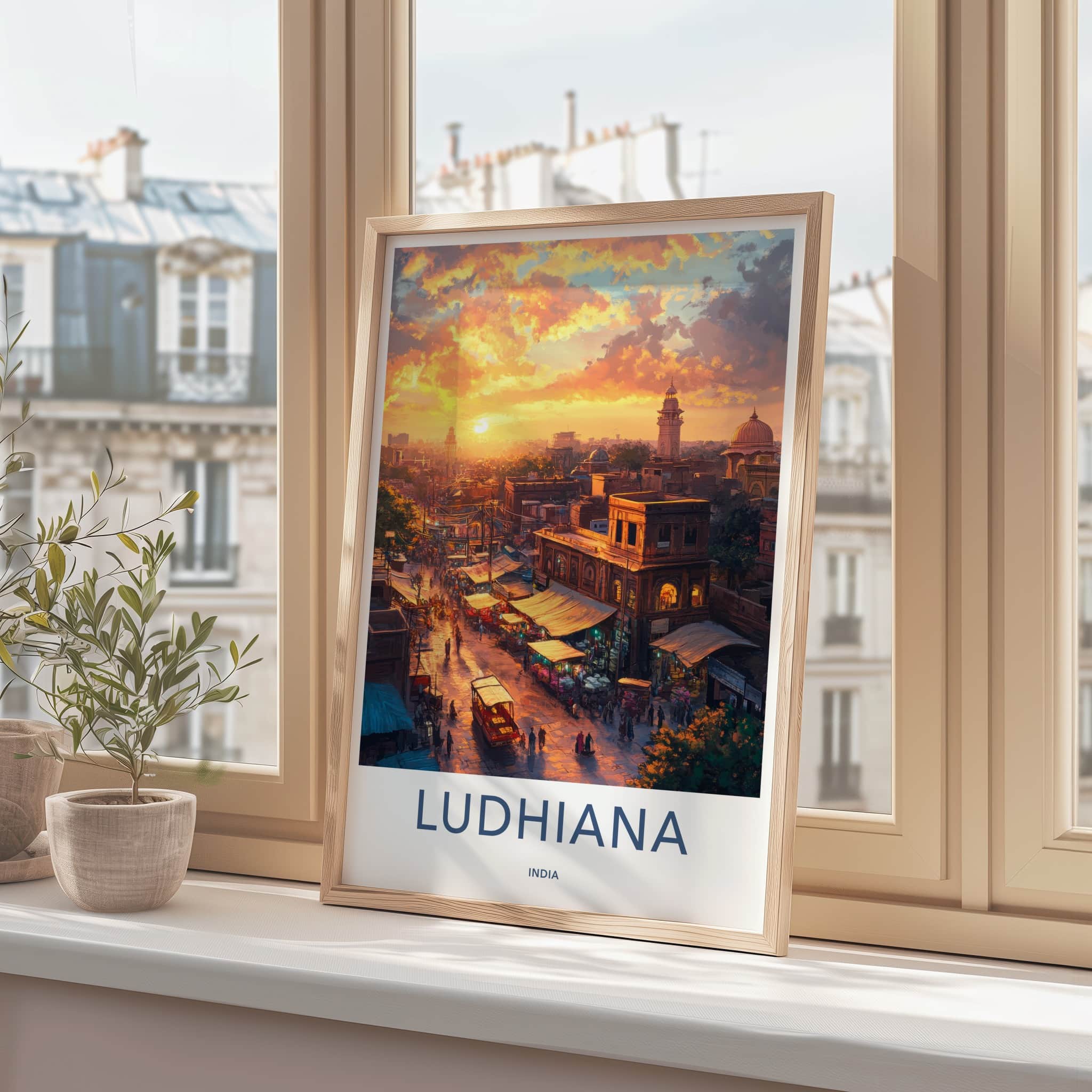 Ludhiana Poster - India Travel Art - Punjab Vibrant Street Market Home Decor