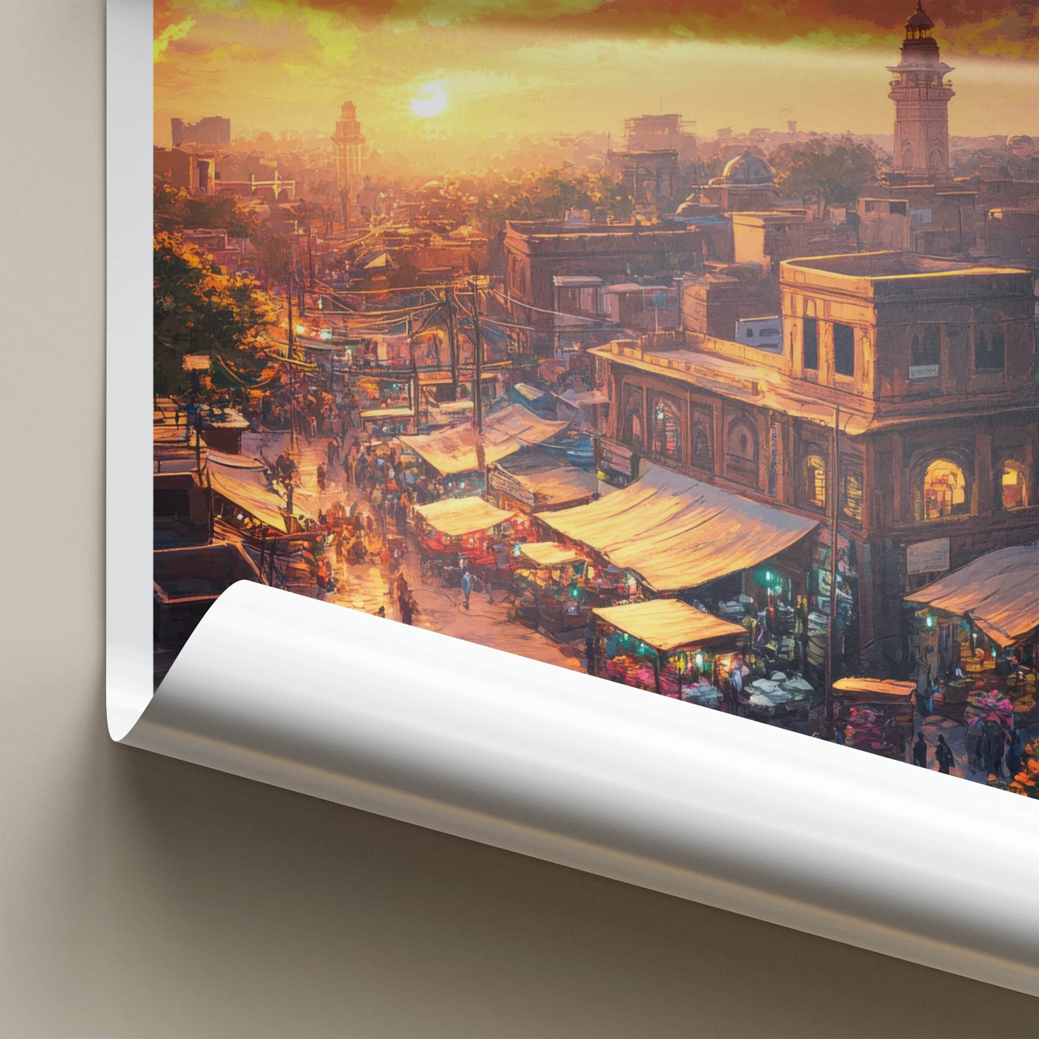 Ludhiana Poster - India Travel Art - Punjab Vibrant Street Market Home Decor