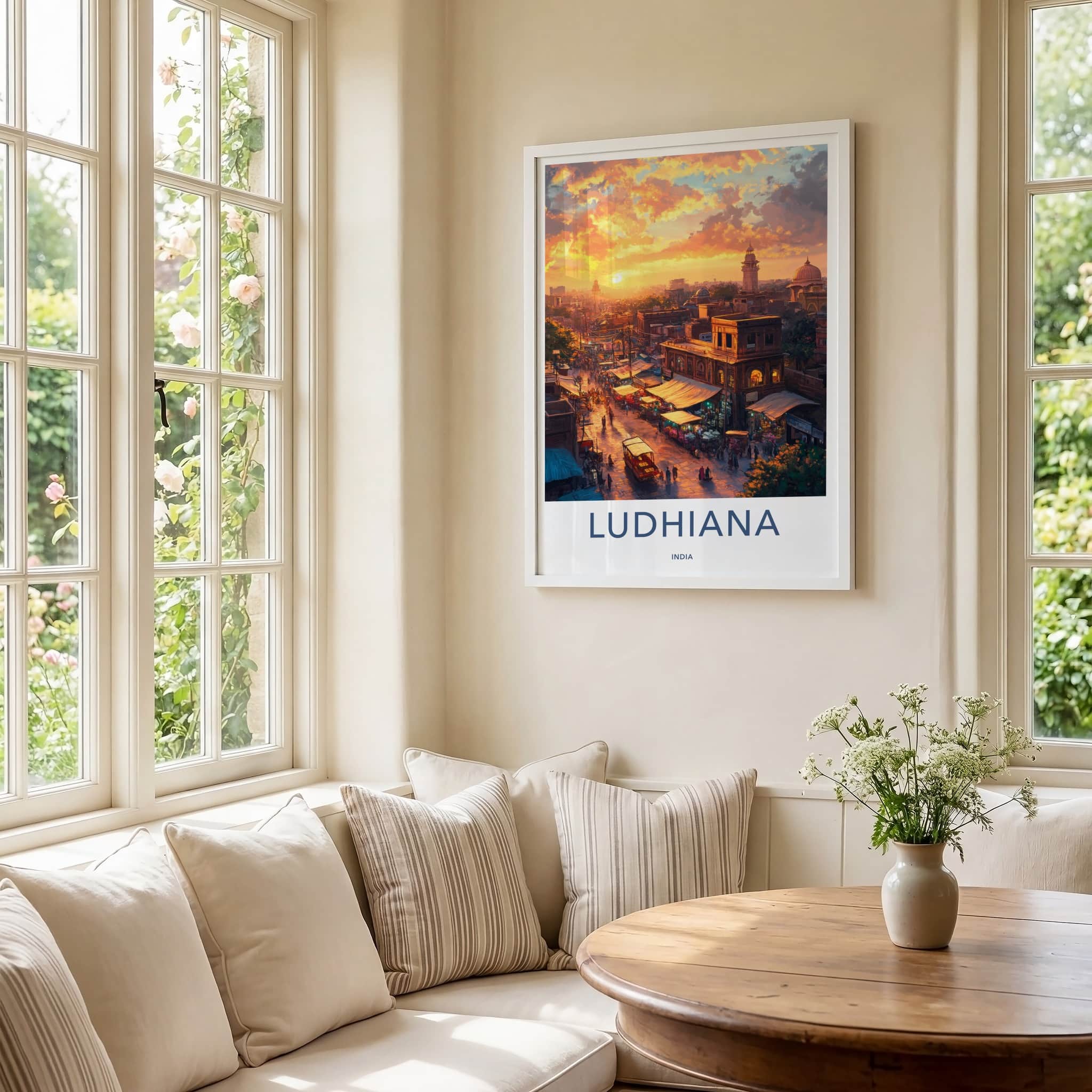 Ludhiana Poster - India Travel Art - Punjab Vibrant Street Market Home Decor