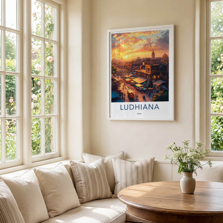 Ludhiana Poster - India Travel Art - Punjab Vibrant Street Market Home Decor