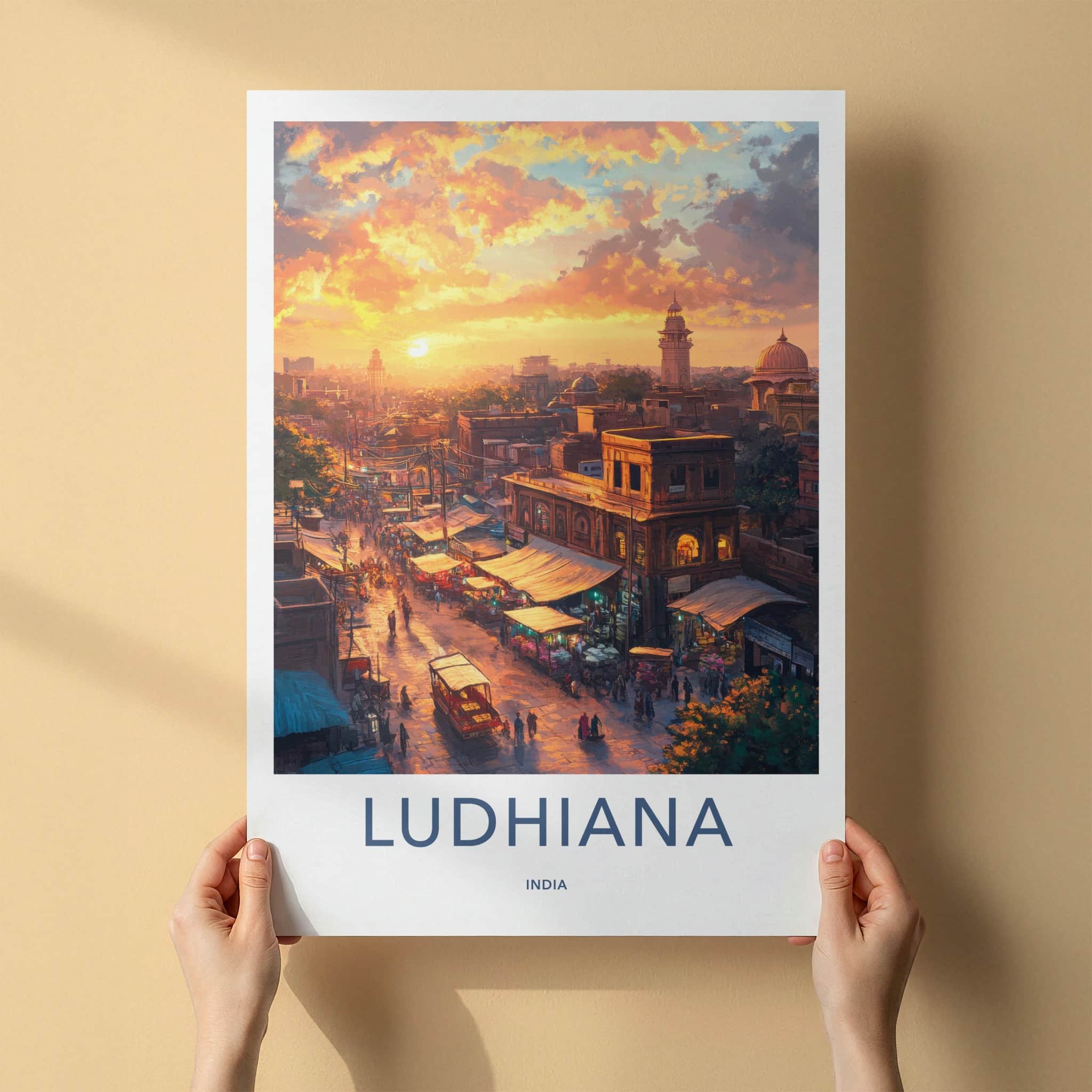 Ludhiana Poster - India Travel Art - Punjab Vibrant Street Market Home Decor