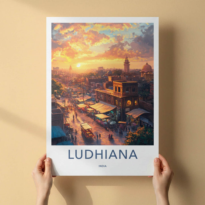 Ludhiana Poster - India Travel Art - Punjab Vibrant Street Market Home Decor