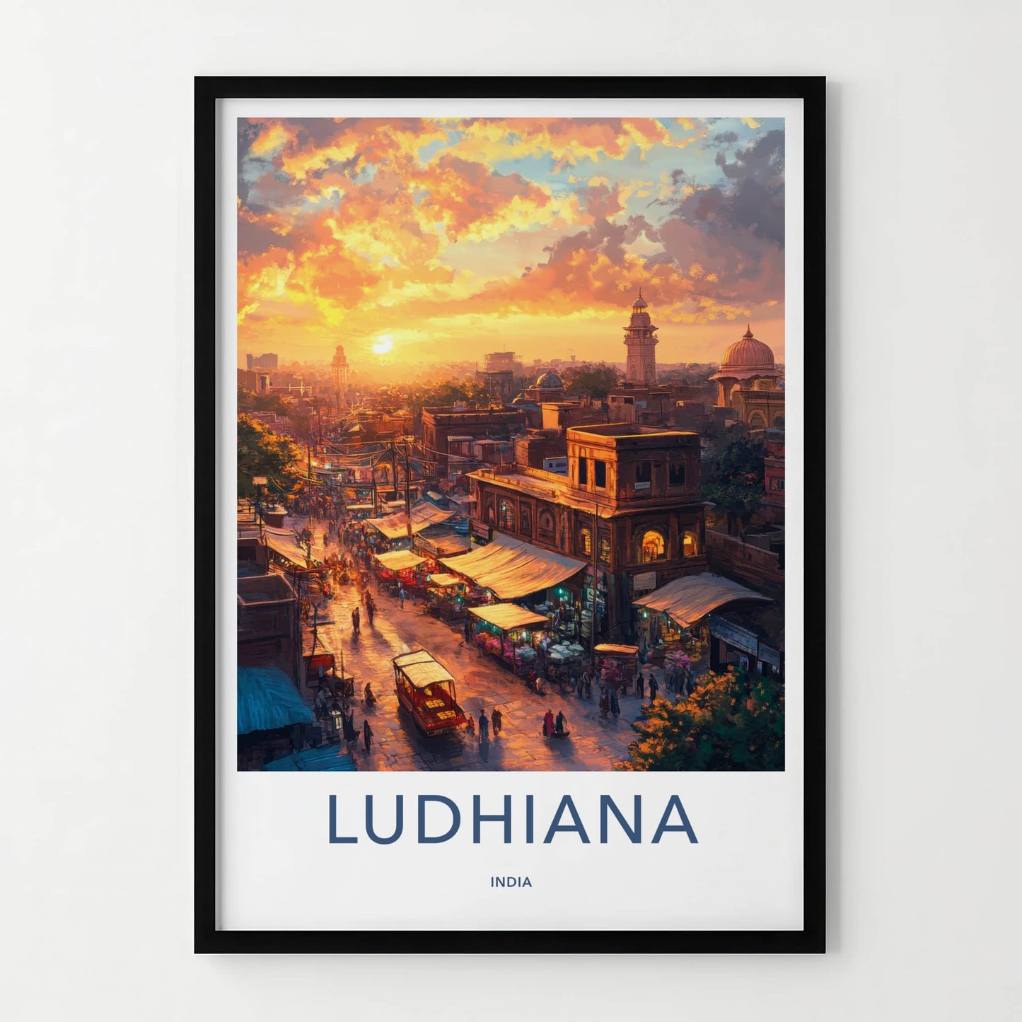 Ludhiana Poster - India Travel Art - Punjab Vibrant Street Market Home Decor