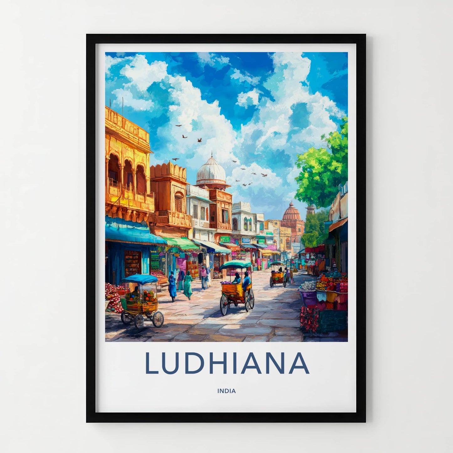 Ludhiana Poster - India Travel Art - Punjab Vibrant Street Market Home Decor