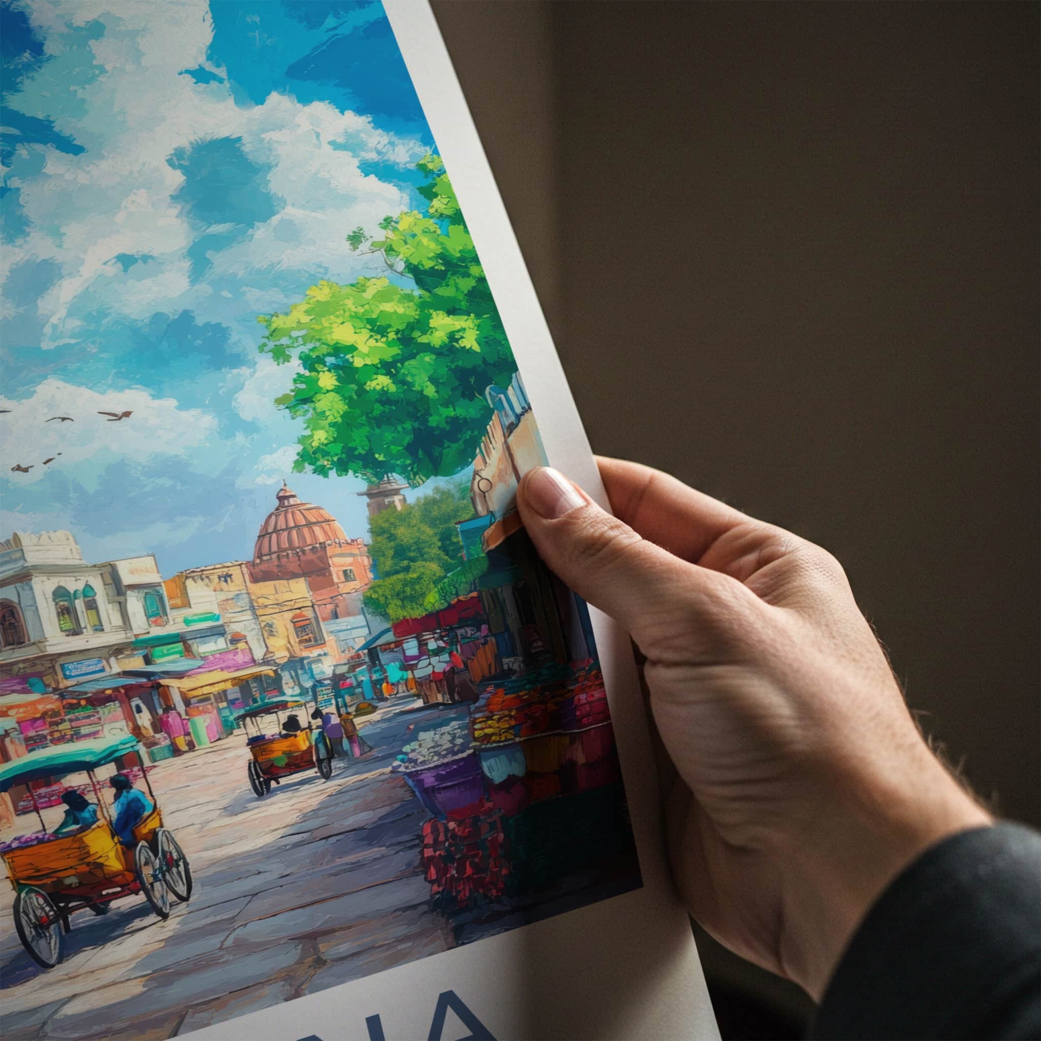 Ludhiana Poster - India Travel Art - Punjab Vibrant Street Market Home Decor