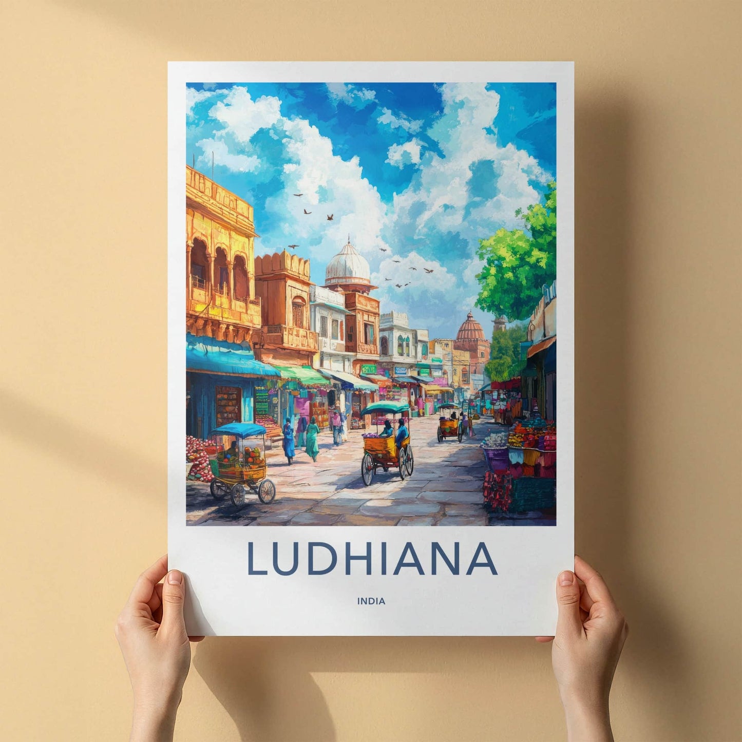 Ludhiana Poster - India Travel Art - Punjab Vibrant Street Market Home Decor