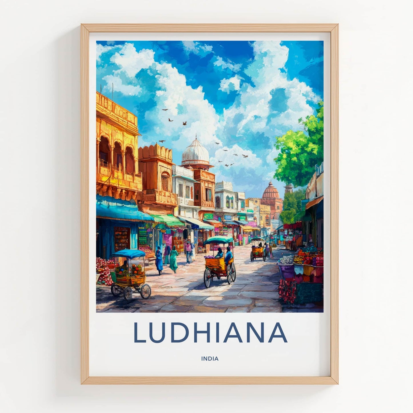 Ludhiana Poster - India Travel Art - Punjab Vibrant Street Market Home Decor