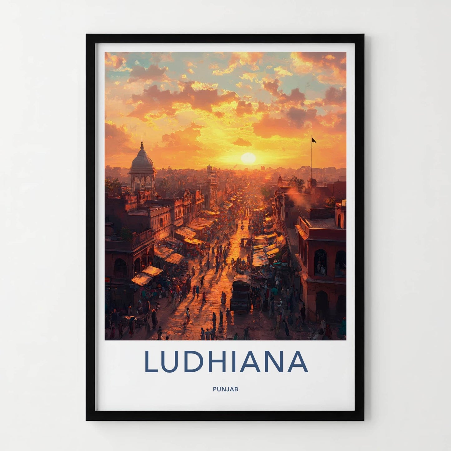 Ludhiana Poster - India Travel Art - Punjab Vibrant Street Scene Home Decor