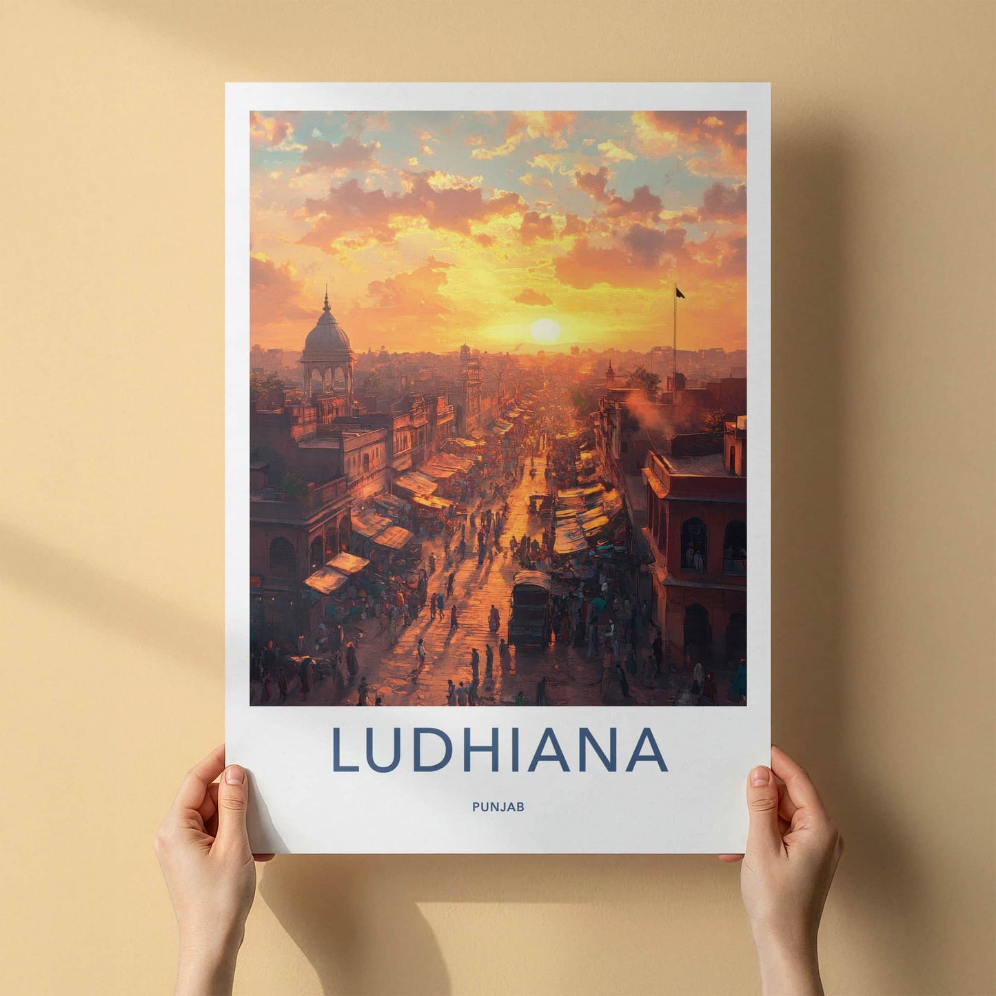 Ludhiana Poster - India Travel Art - Punjab Vibrant Street Scene Home Decor