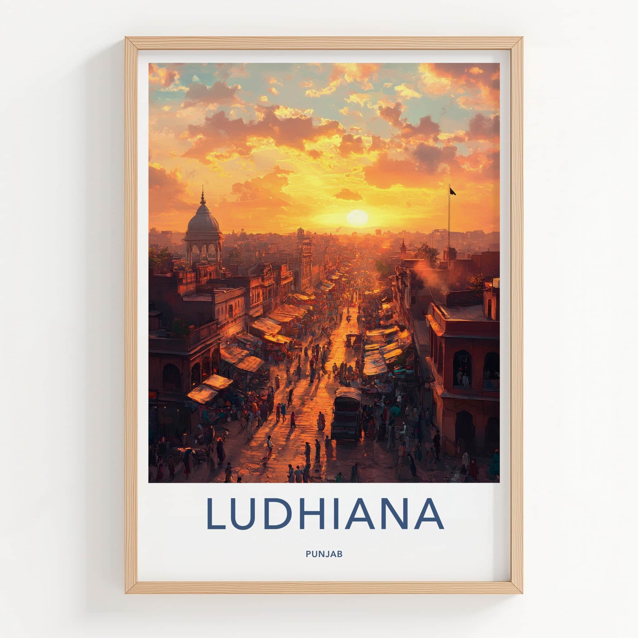 Ludhiana Poster - India Travel Art - Punjab Vibrant Street Scene Home Decor