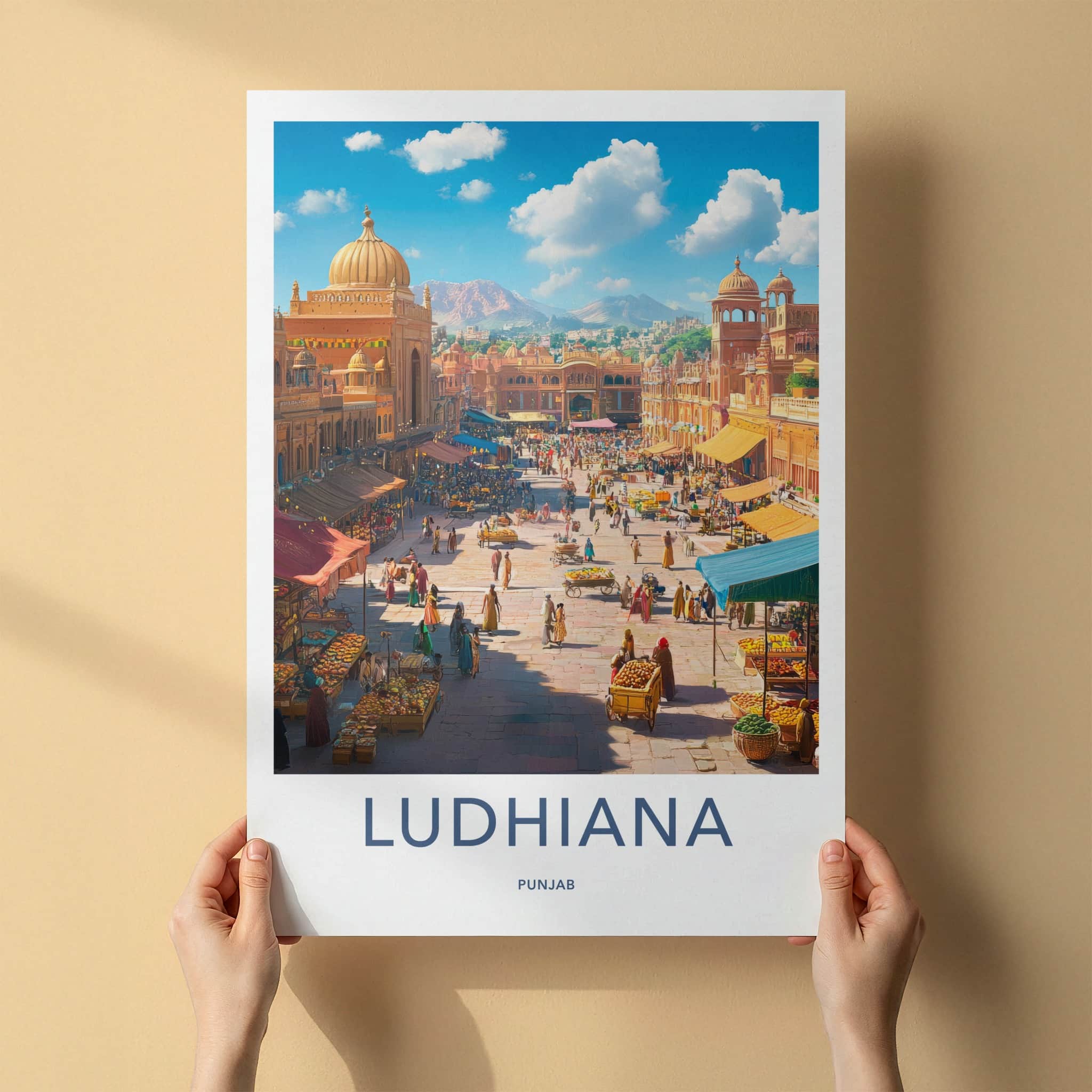 Ludhiana Poster - India Wall Art - Punjab Vibrant Market Scene Home Decor