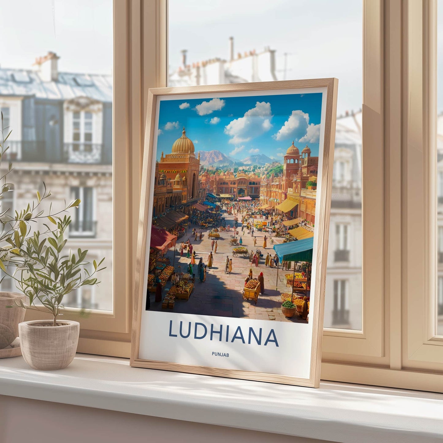 Ludhiana Poster - India Wall Art - Punjab Vibrant Market Scene Home Decor